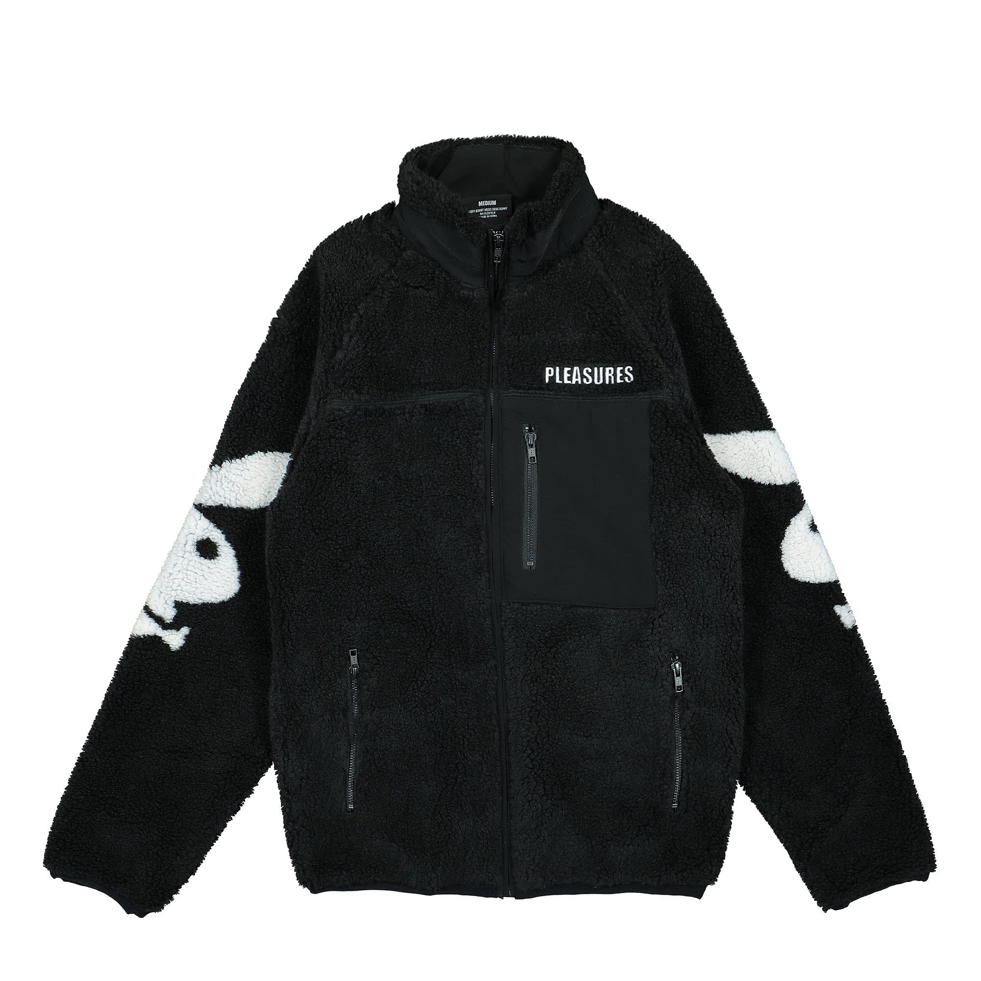 Pleasures Bunny Sherpa Zip Up Jacket Black Fleece Jackets P21PB006 | Overkill