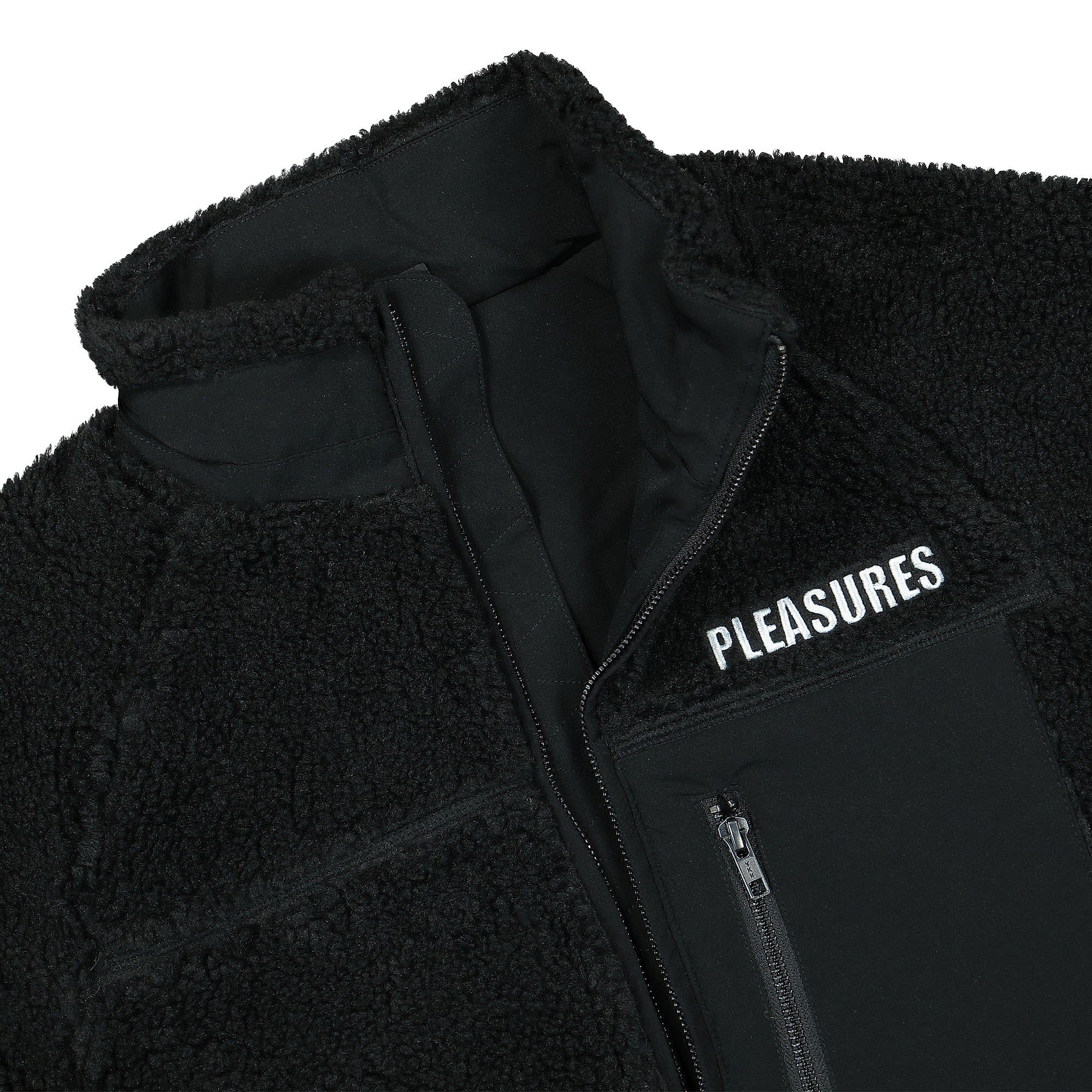 Pleasures Bunny Sherpa Zip Up Jacket Black Fleece Jackets Close-up | Overkill