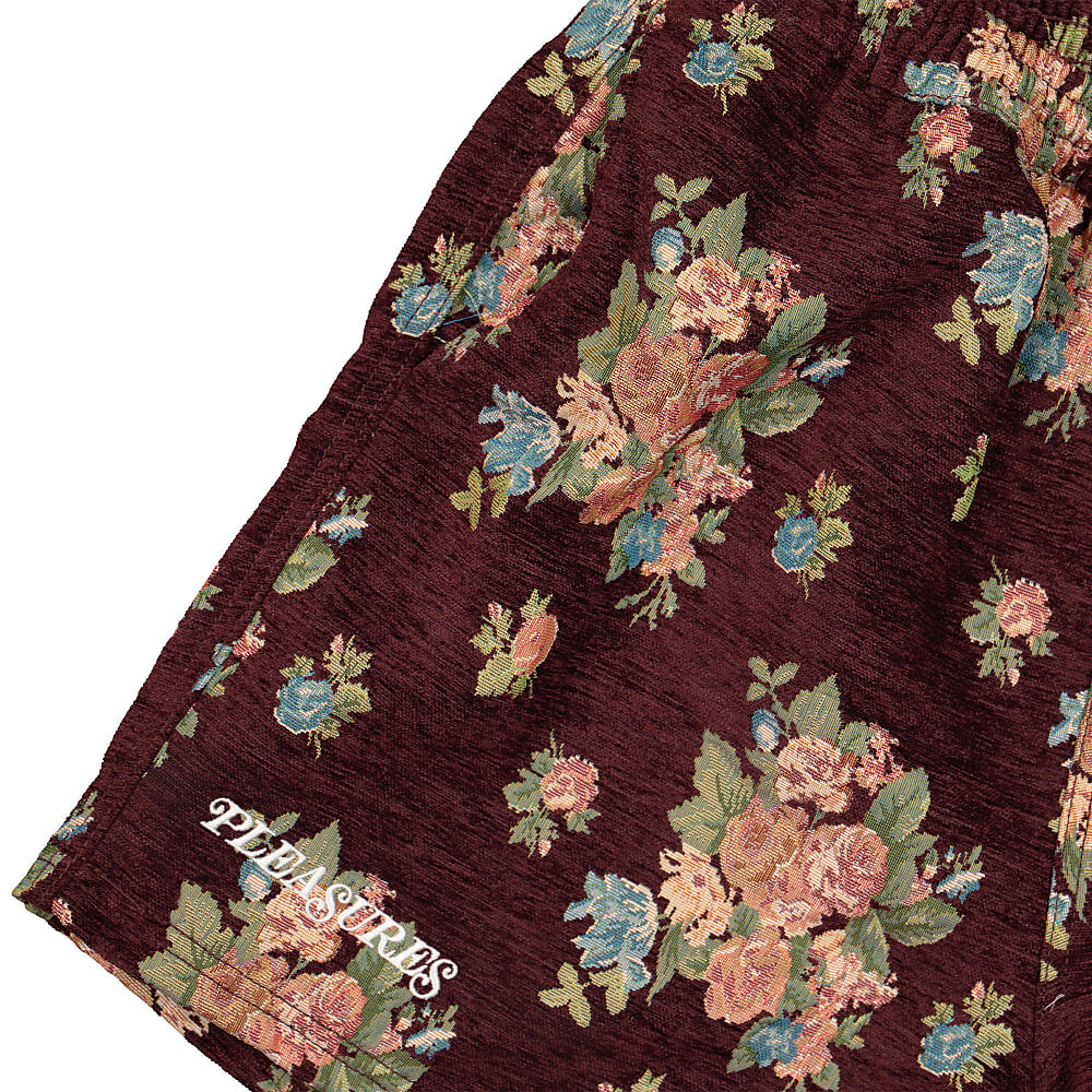 Pleasures Dejavu Woven Floral Shorts Maroon Shorts Detailfoto | Overkill