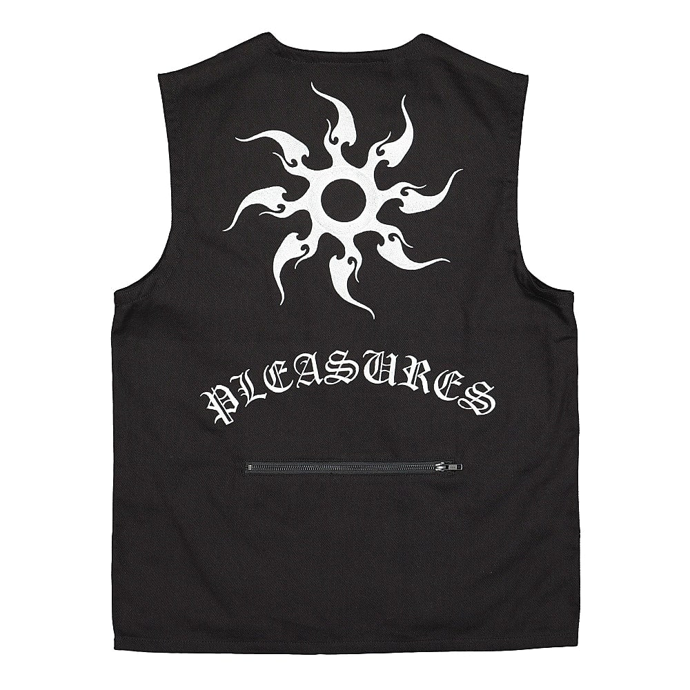 Pleasures Strike Vest Black Vests Close-up | Overkill