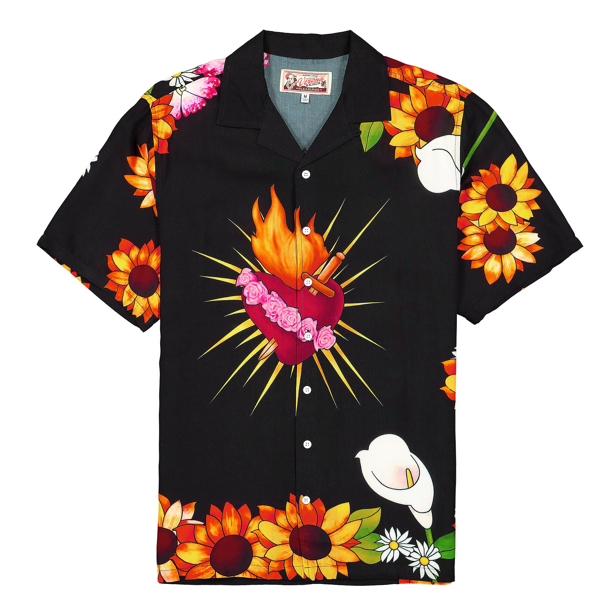 Pleasures Heart Button Down Shirt Black Shirts P21SU015 | Overkill