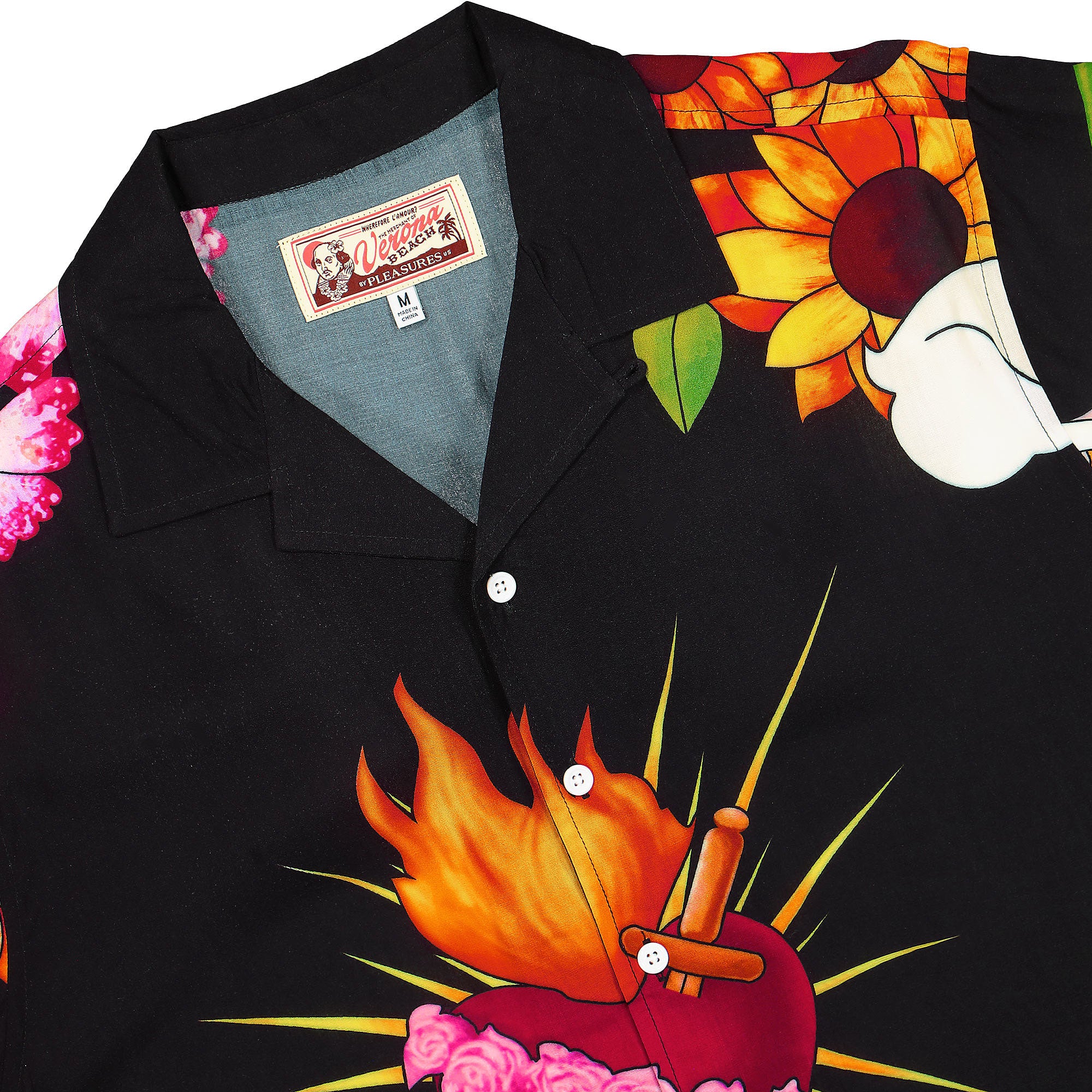 Pleasures Heart Button Down Shirt Black Shirts Close-up | Overkill