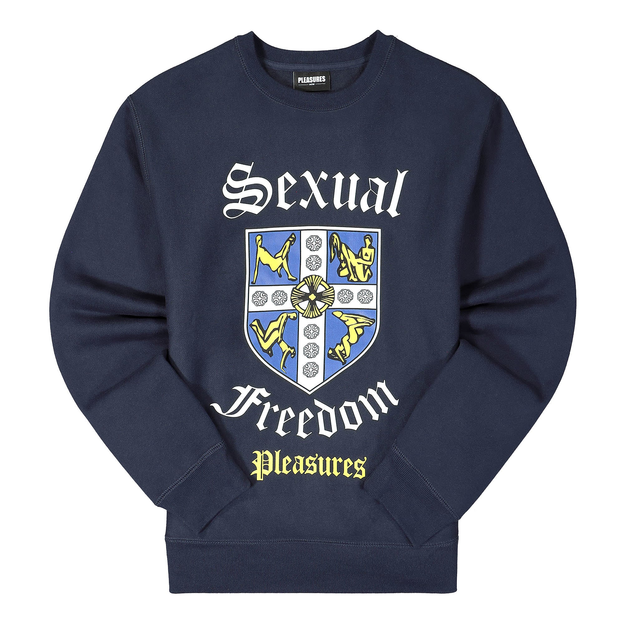 Pleasures Educated Premium Crewneck Navy Sweatshirts P21W042 | Overkill