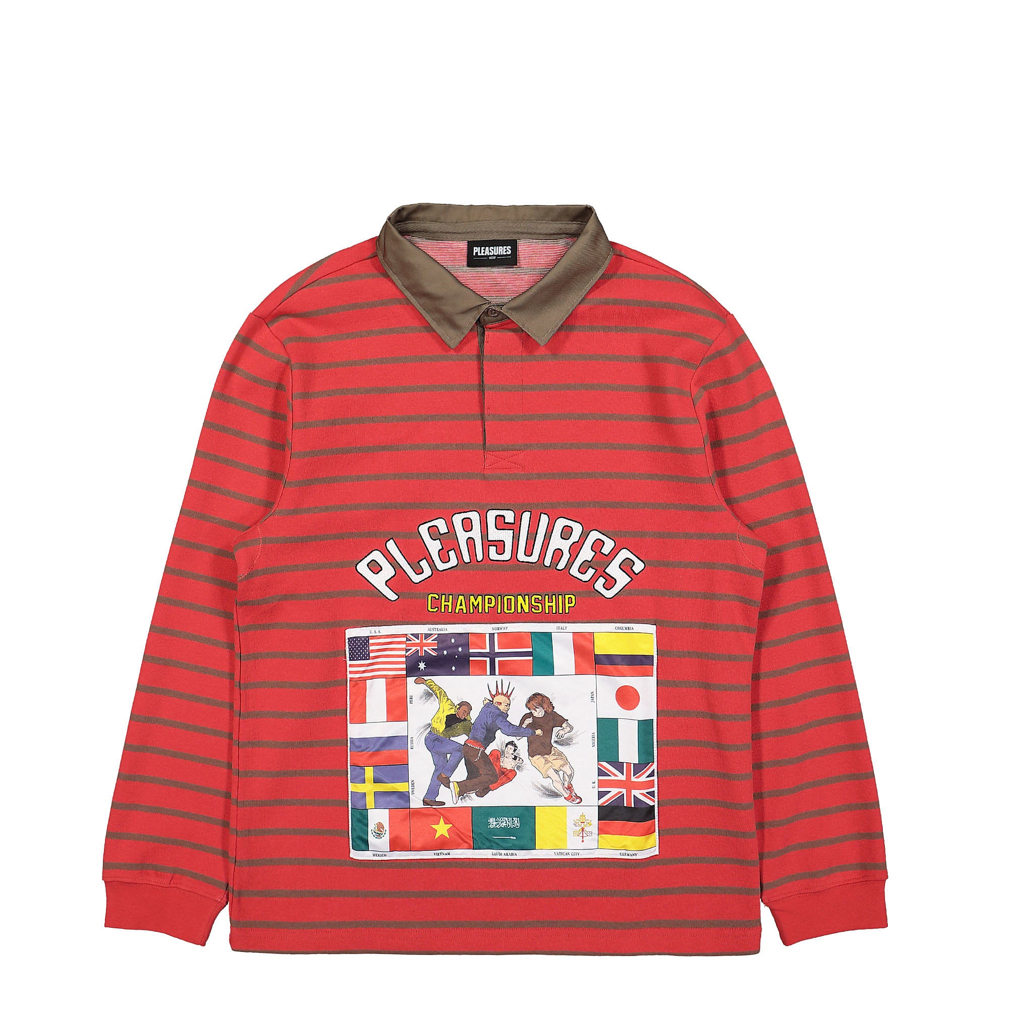 Pleasures Championship Rugby Long Sleeve Red Longsleeves P22F005 | Overkill