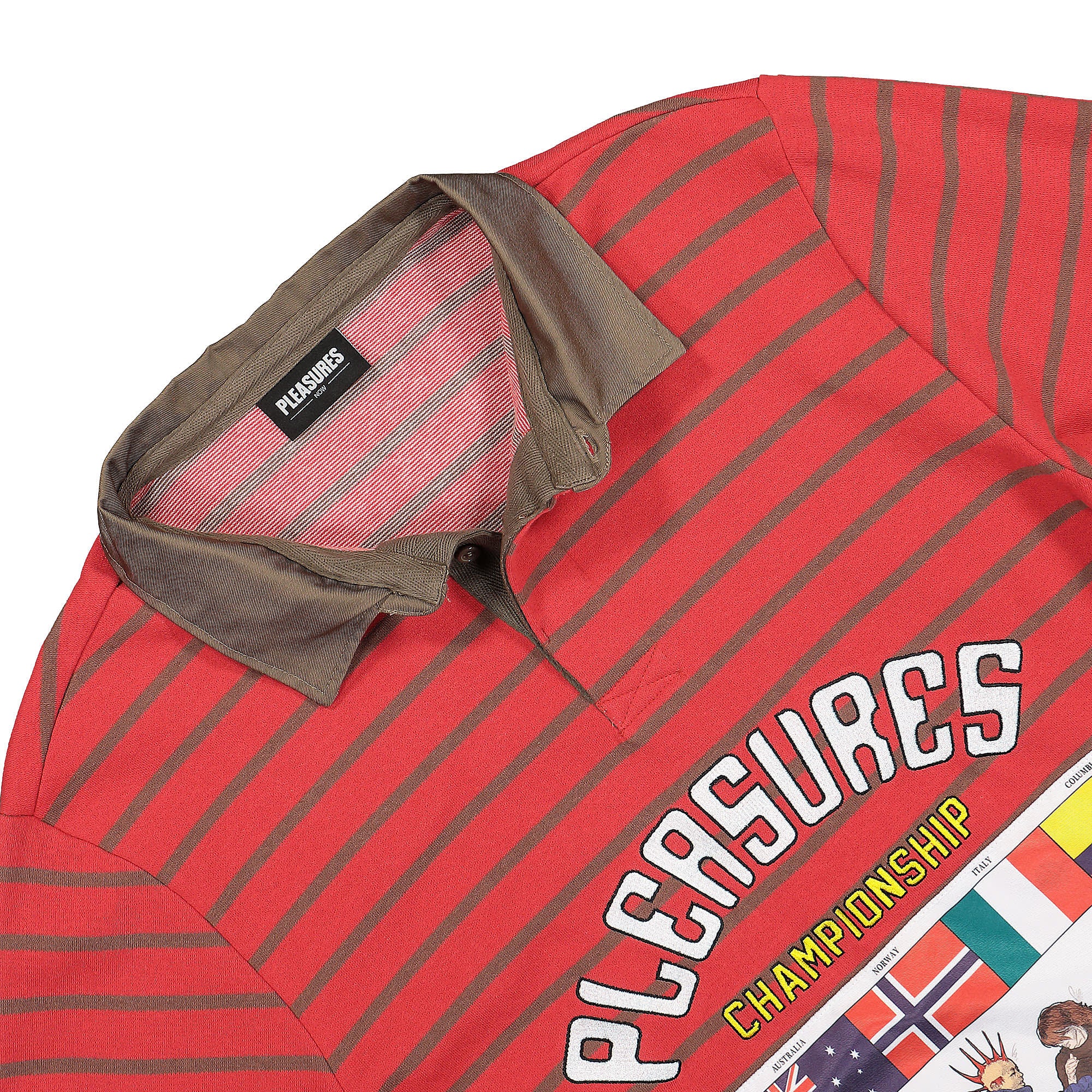 Pleasures Championship Rugby Long Sleeve Red Longsleeves Close-up | Overkill