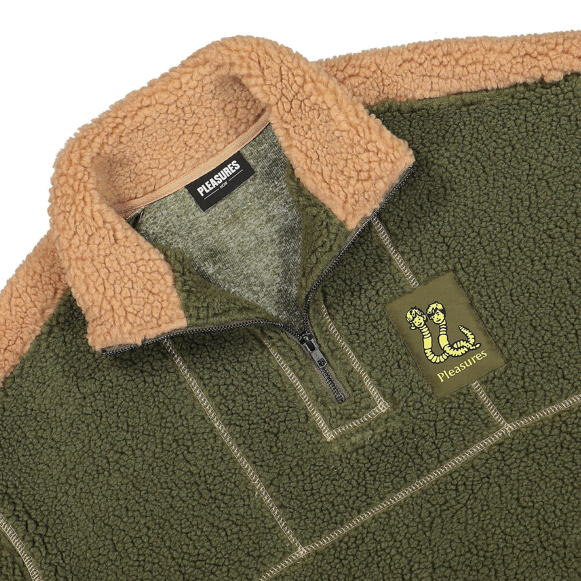 Pleasures Rewind Quarter Zip Green Sweatshirts Close-up | Overkill