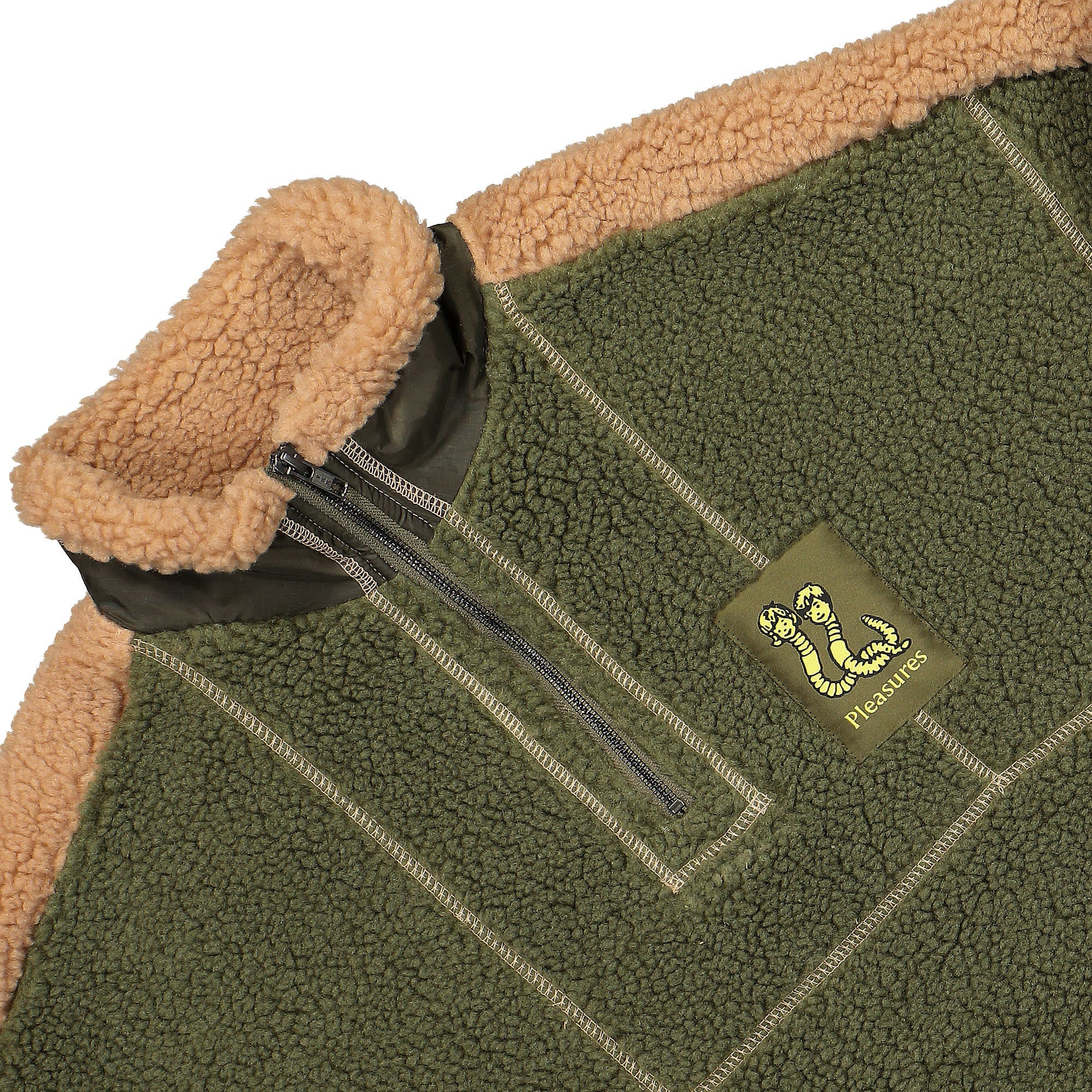 Pleasures Rewind Quarter Zip Green Sweatshirts Detailfoto | Overkill