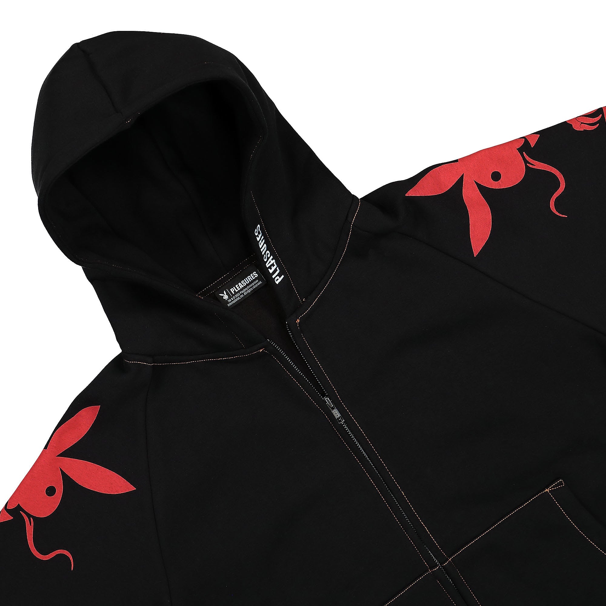 Pleasures Tails Zip Hoody Black Hoodies Close-up | Overkill