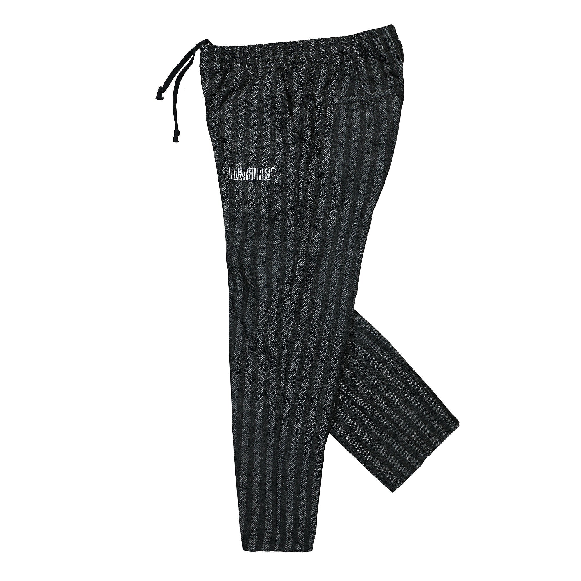 Pleasures Control Striped Easy Pant Black Sweat & Track Pants Close-up | Overkill