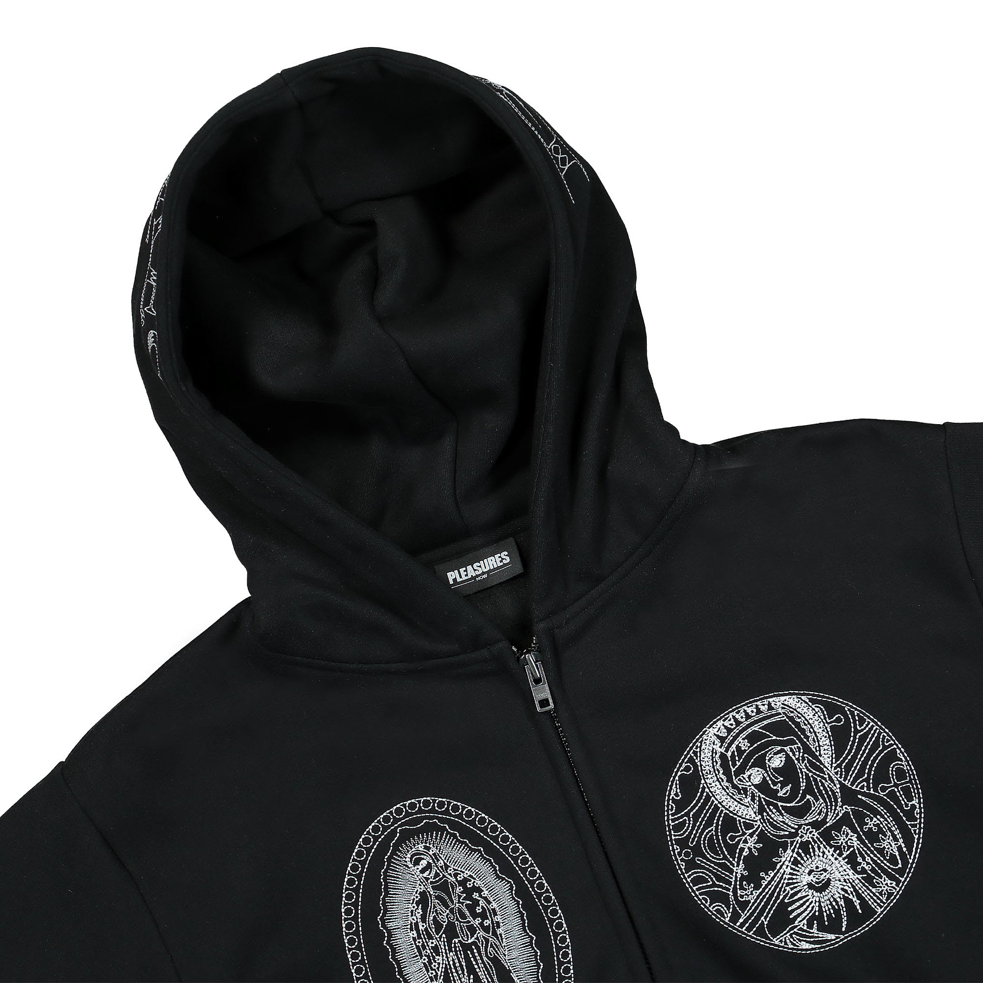 Pleasures Virgin Zip Hoodie Black Hoodies Close-up | Overkill