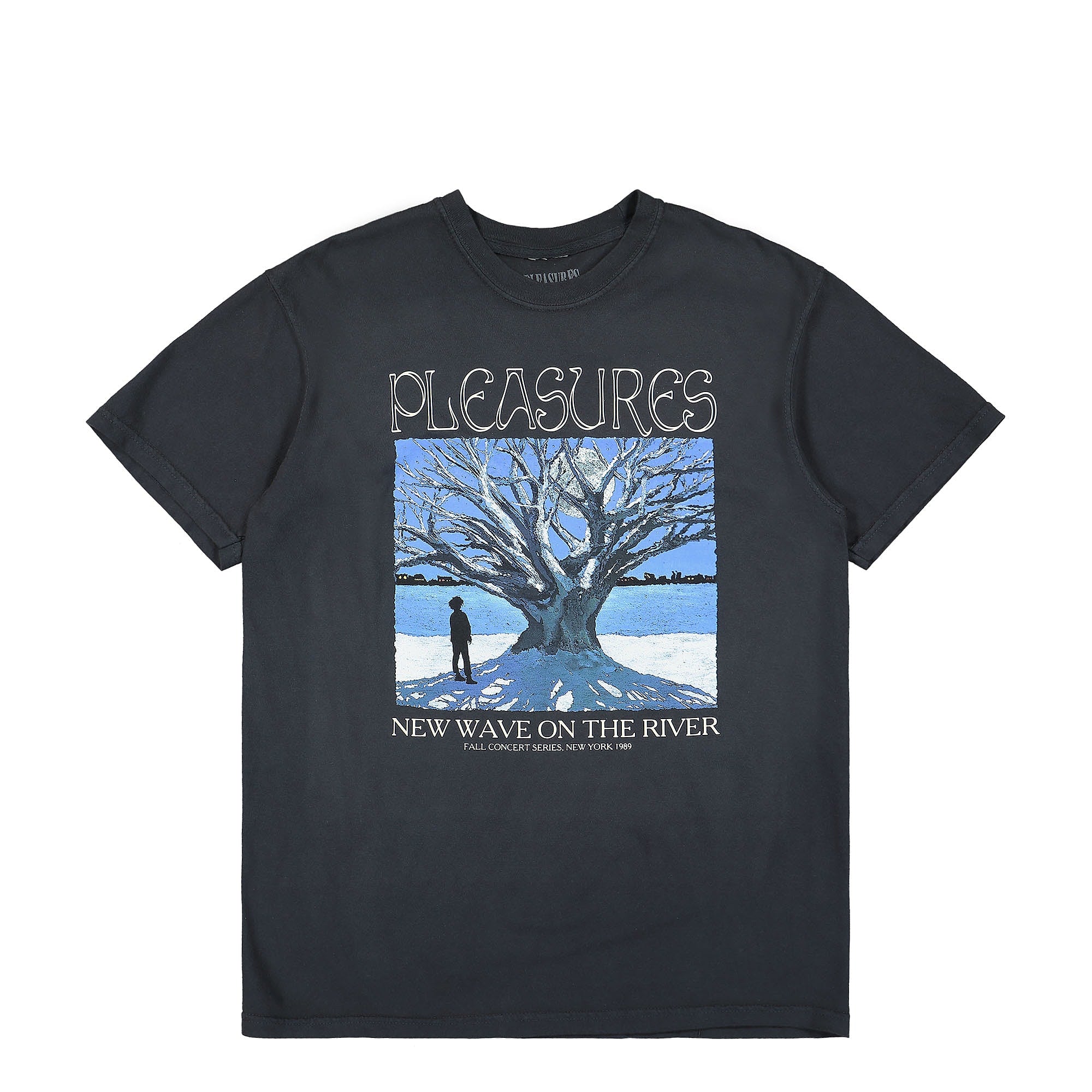 Pleasures River Pigment Dye T-Shirt Black T-Shirts P22SP050 | Overkill