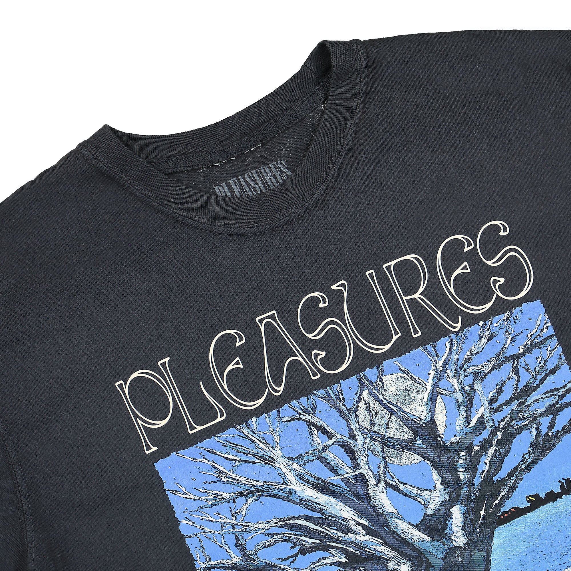 Pleasures River Pigment Dye T-Shirt Black T-Shirts Close-up | Overkill
