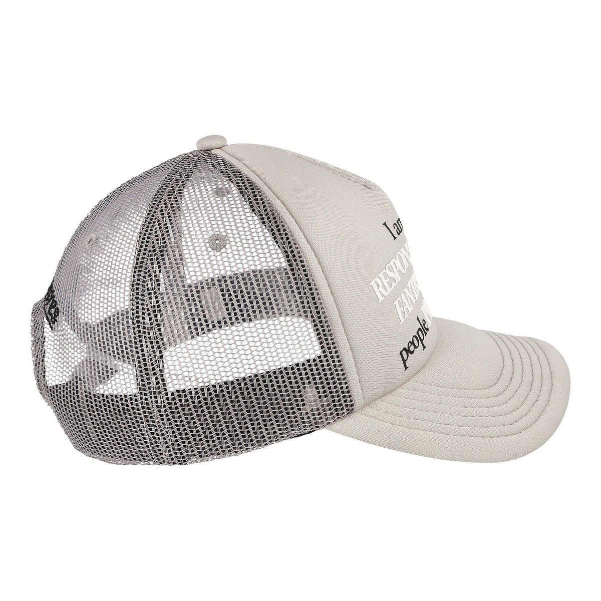 Pleasures Responsible Trucker Hat Silver Caps Close-up | Overkill