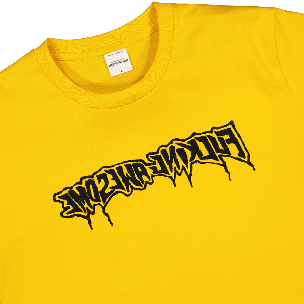 Fucking Awesome drip stamp tee Gold T-Shirts Close-up | Overkill