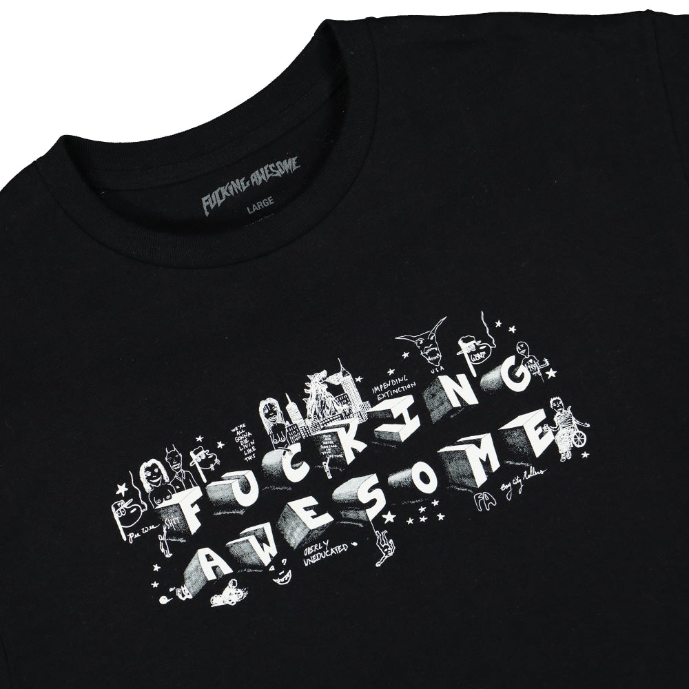 Fucking Awesome block letters tee Black T-Shirts Close-up | Overkill