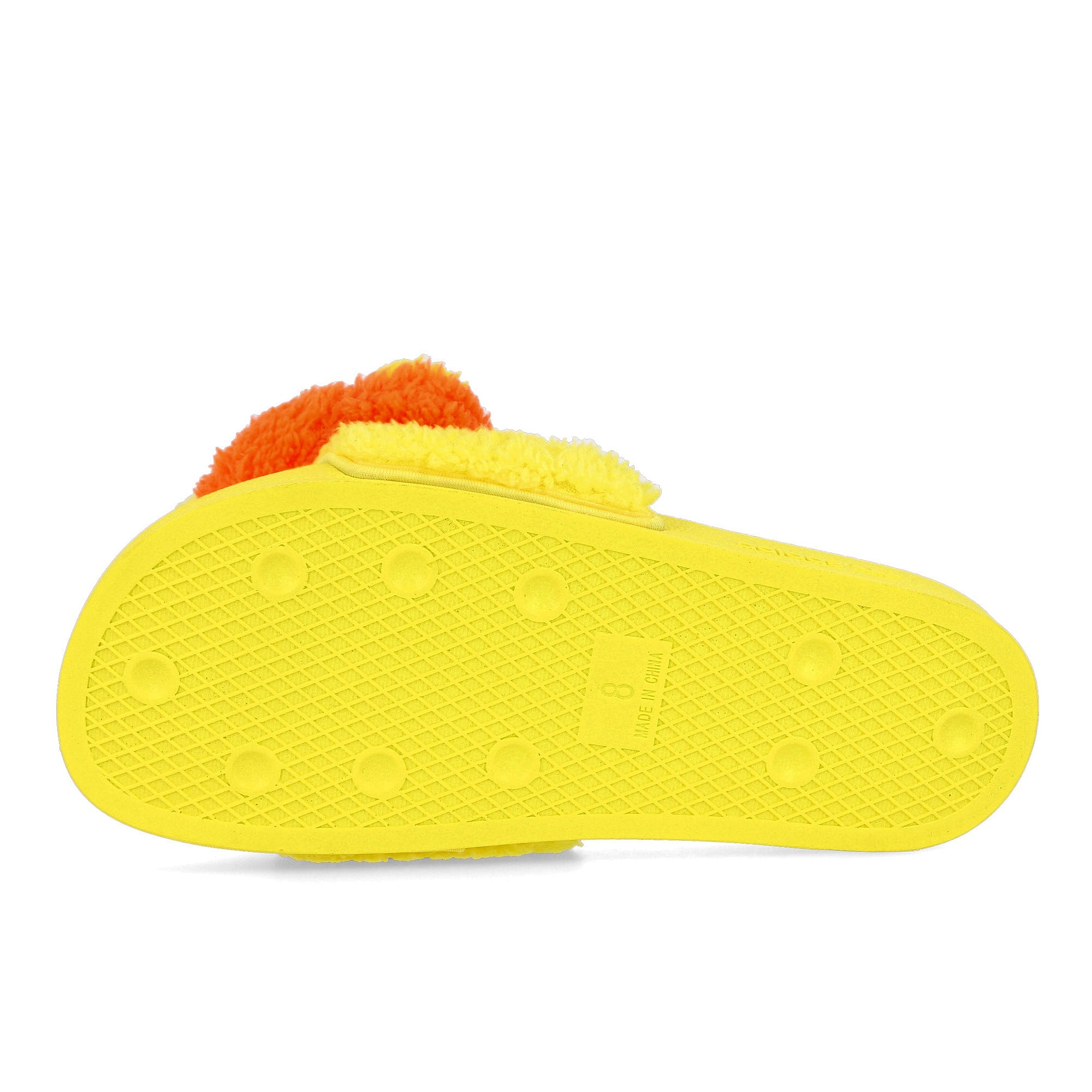 adidas Jeremy Scott x adidas Adilette Teddy Solar Orange / Bright Yellow / Core Black Detail view 2 | Overkill