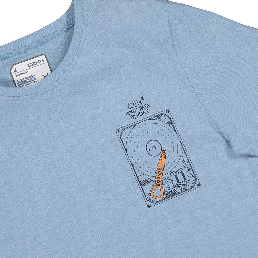 C2H4 human data storage blueprint t-shirt Misty Blue T-Shirts Close-up | Overkill