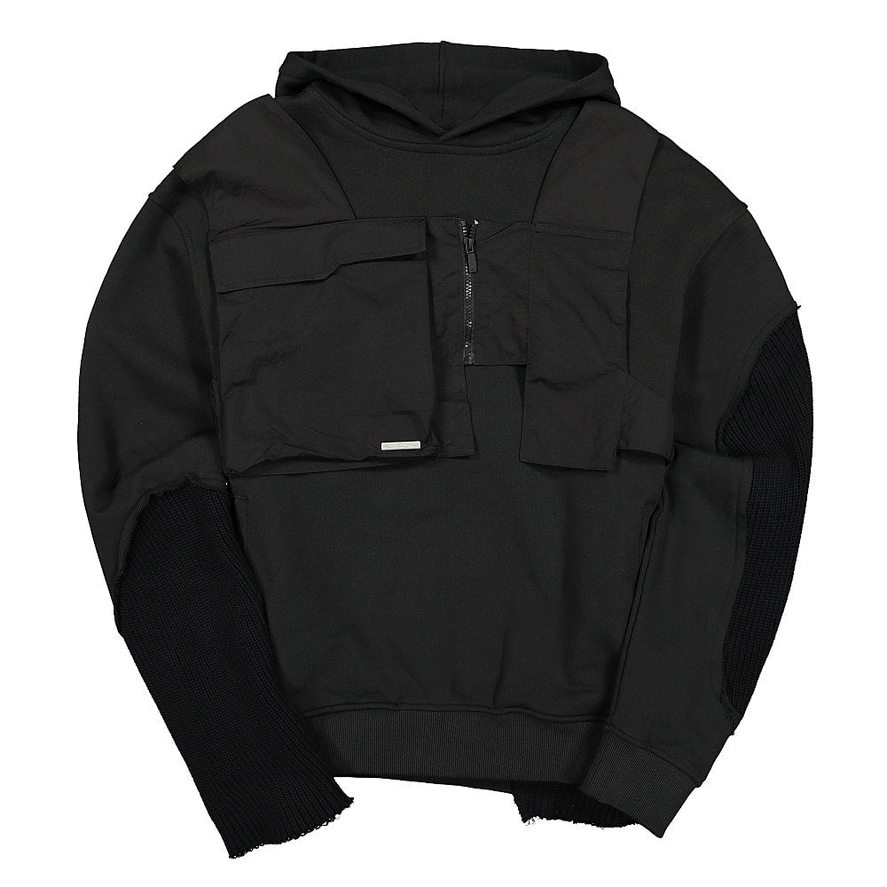 C2H4 trailblazer deconstructed layered hoodie Black Hoodies R001-A016 | Overkill