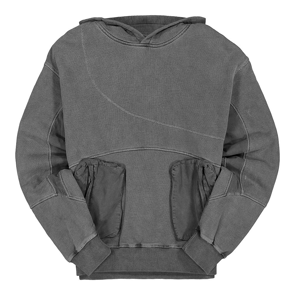 C2H4 cold-dye panelled hoodie Dark Gray Hoodies R002-031 | Overkill