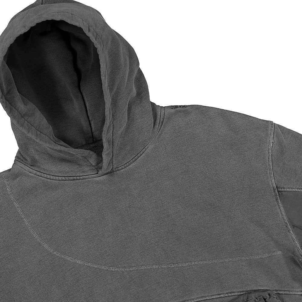 C2H4 cold-dye panelled hoodie Dark Gray Hoodies Close-up | Overkill