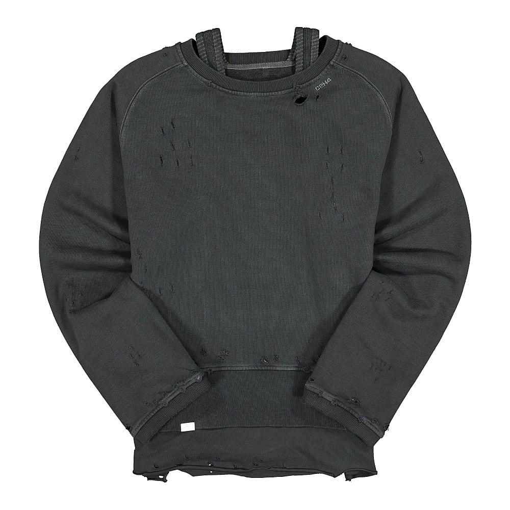 C2H4 distressed tanktop layered crewneck Charcoal Sweatshirts R002-038 | Overkill