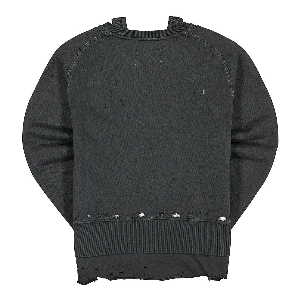 C2H4 distressed tanktop layered crewneck Charcoal Sweatshirts Material | Overkill