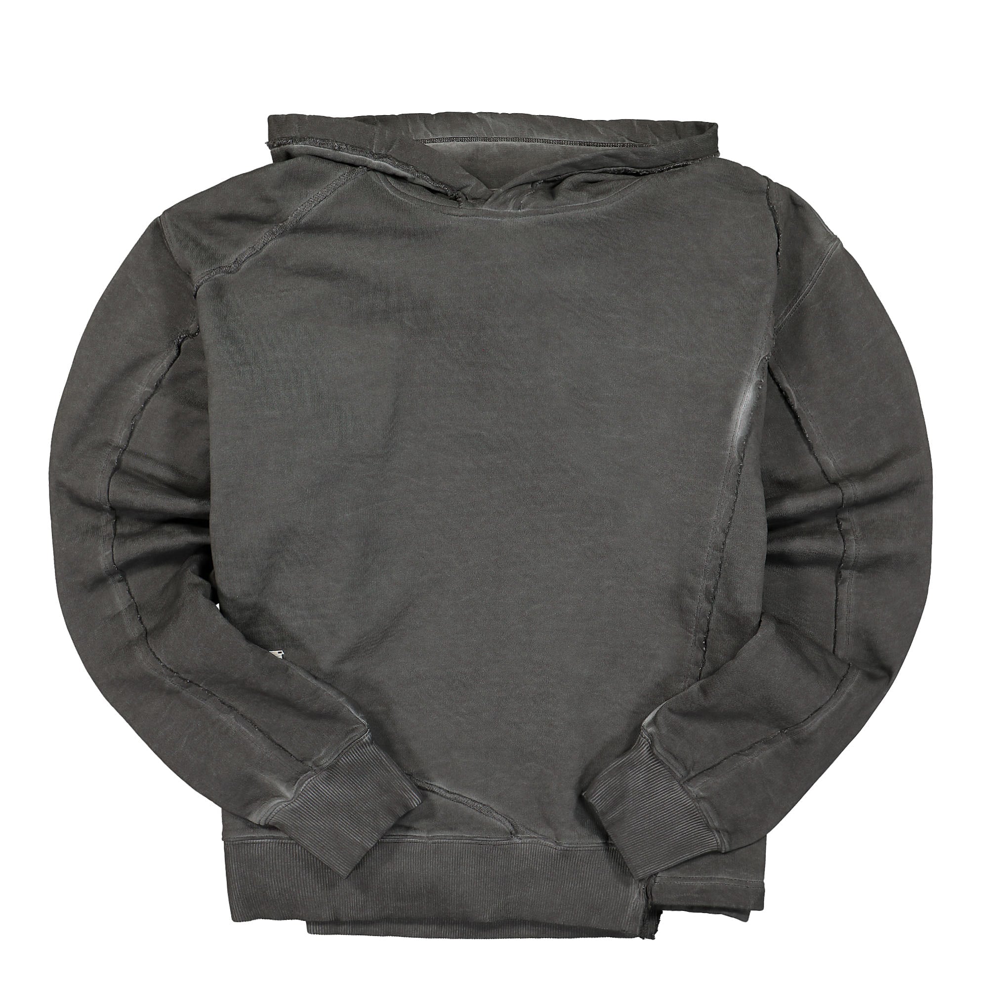 C2H4 cold-dye panelled distressed hoodie Dark Gray Hoodies R004-HD039 | Overkill