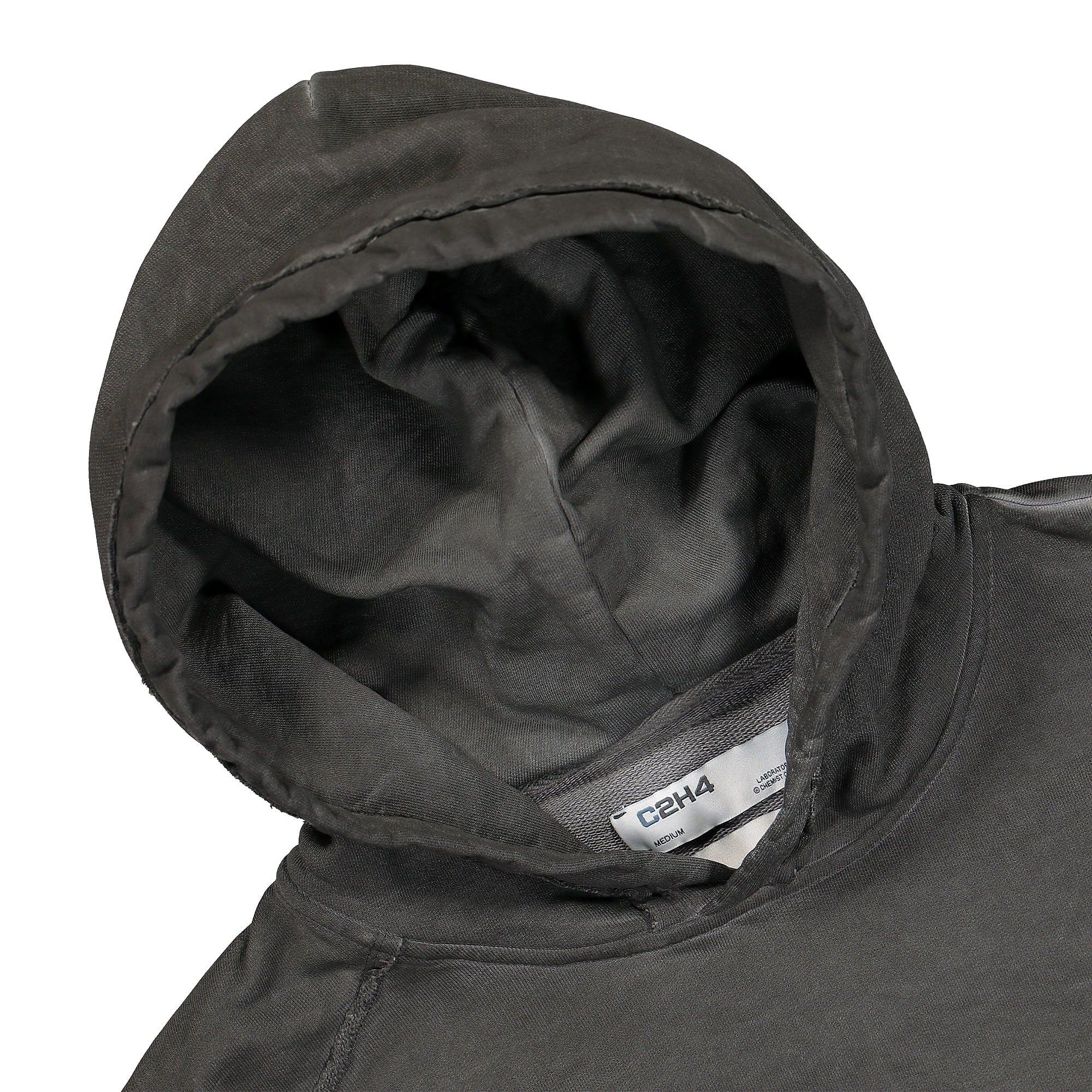 C2H4 cold-dye panelled distressed hoodie Dark Gray Hoodies Close-up | Overkill