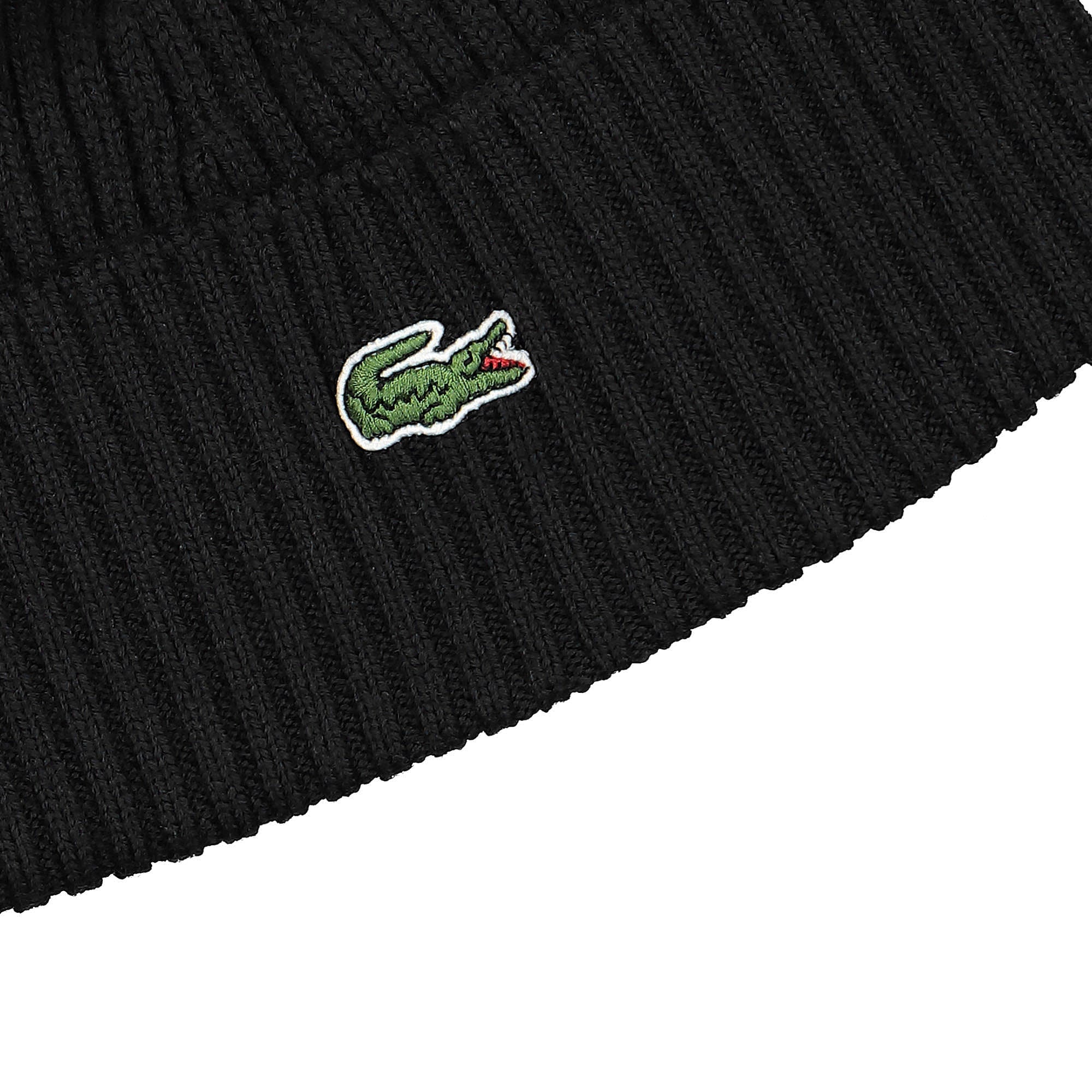 Lacoste Knitted Beanie Black Beanies Close-up | Overkill