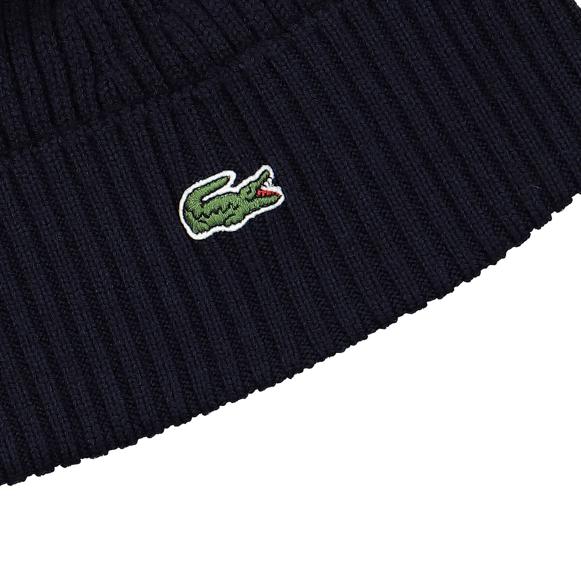 Lacoste Knitted Beanie Navy Beanies Close-up | Overkill