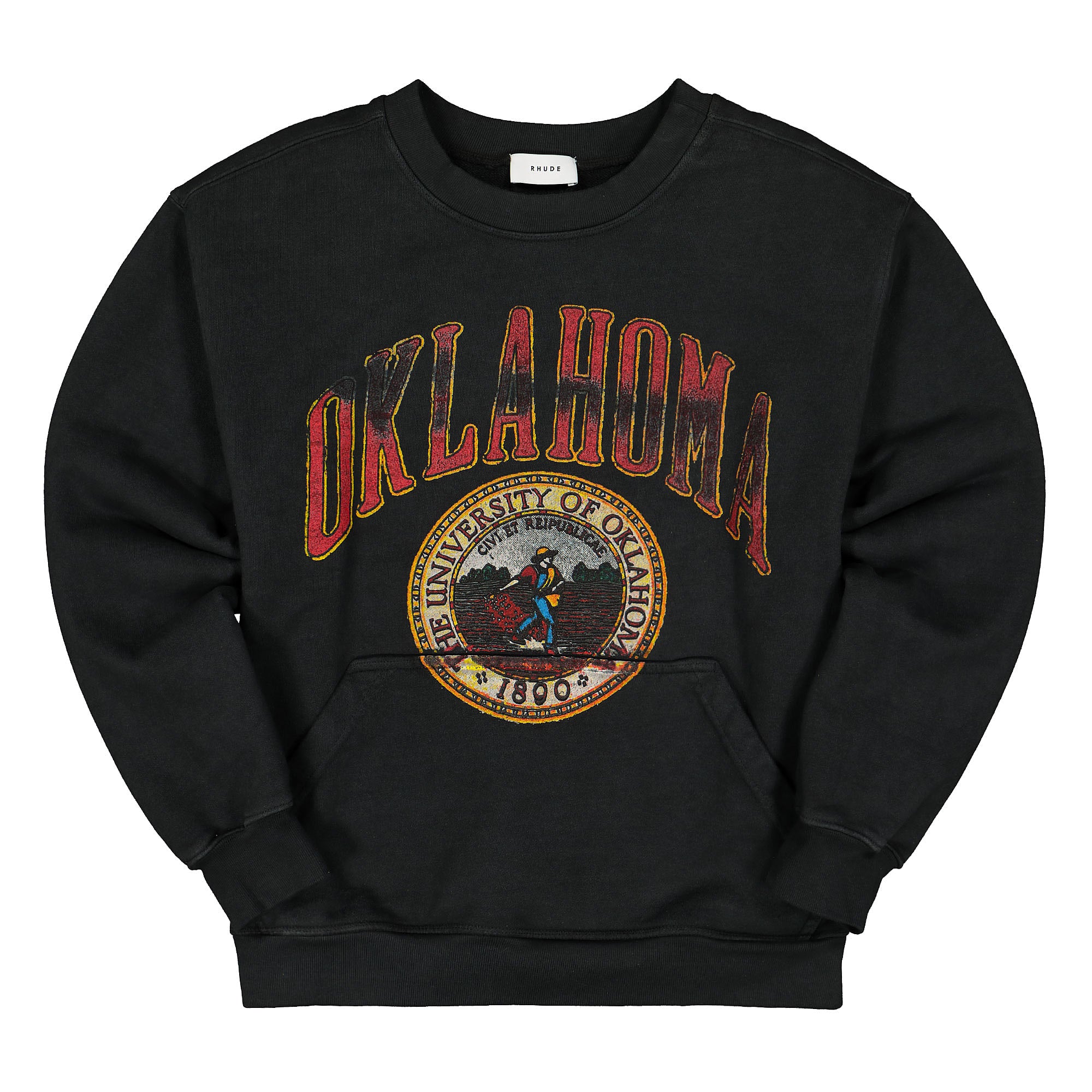 Rhude Oklahoma Crewneck Black Sweatshirts RHU07MS20046 | Overkill