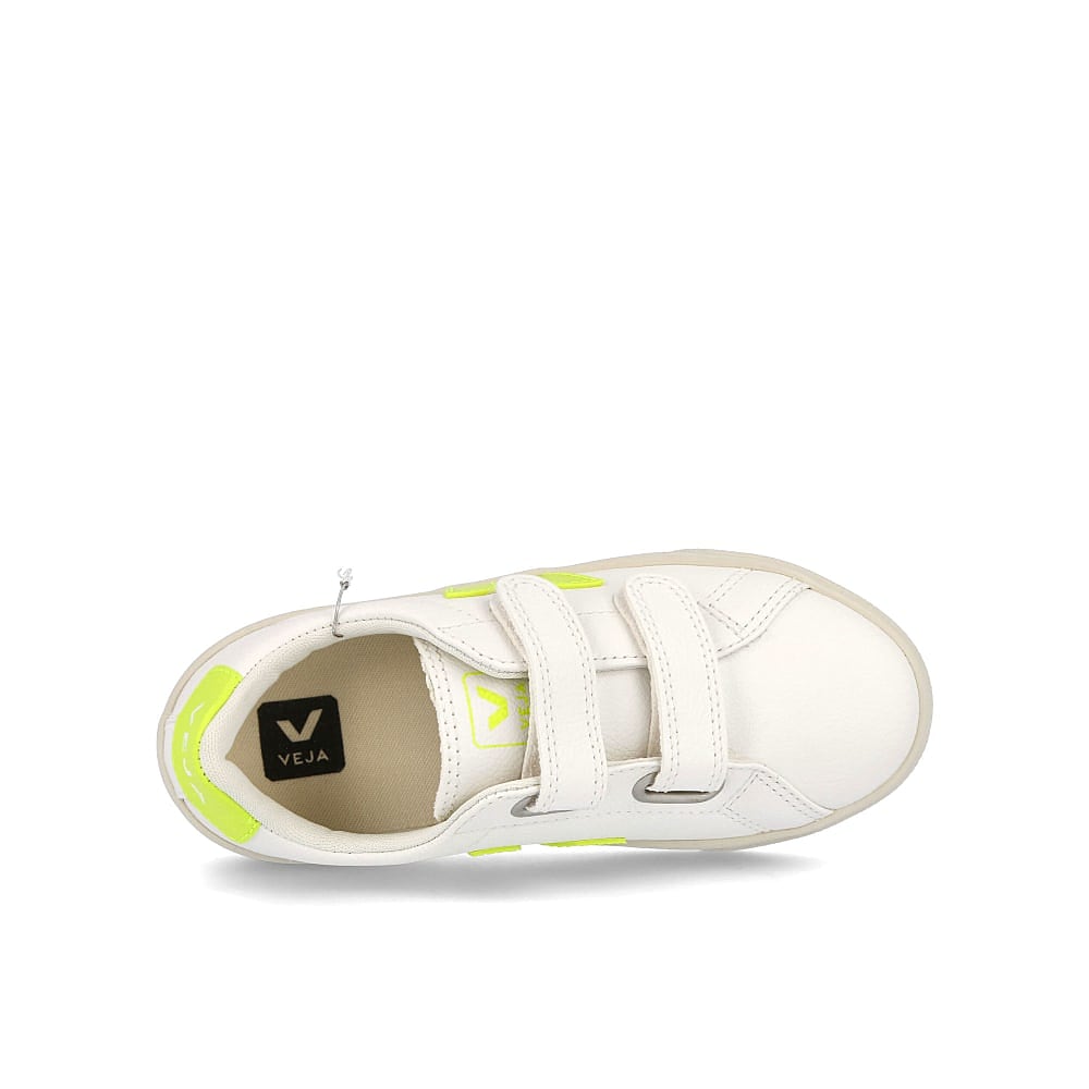 Veja small esplar velcro chromefree Extra White-Jaune Fluo Low Top Sneakers Detailfoto | Overkill