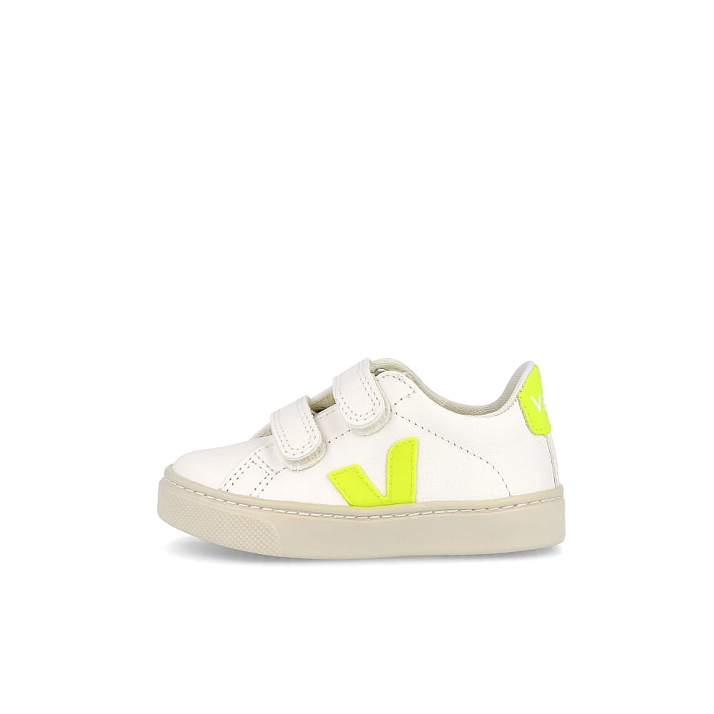 Veja small esplar velcro chromefree Extra White-Jaune Fluo Low Top Sneakers RSV052086K | Overkill