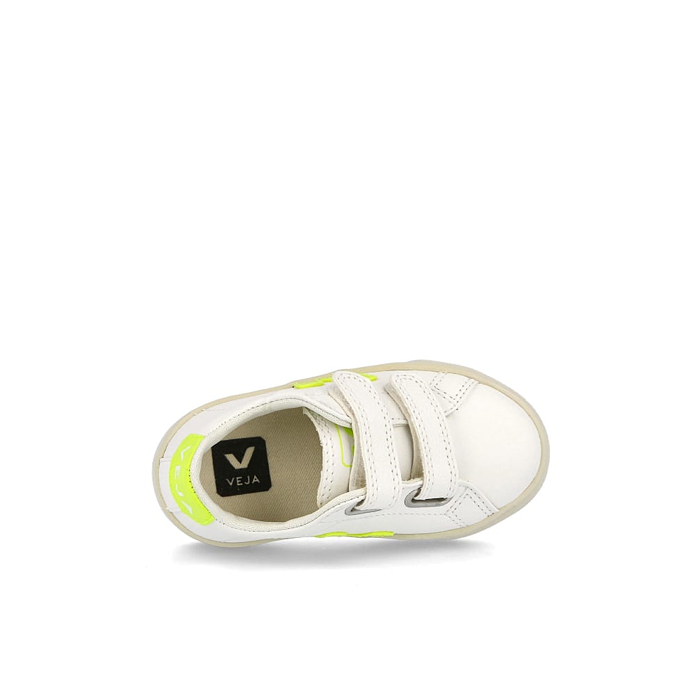 Veja small esplar velcro chromefree Extra White-Jaune Fluo Low Top Sneakers Detailfoto | Overkill