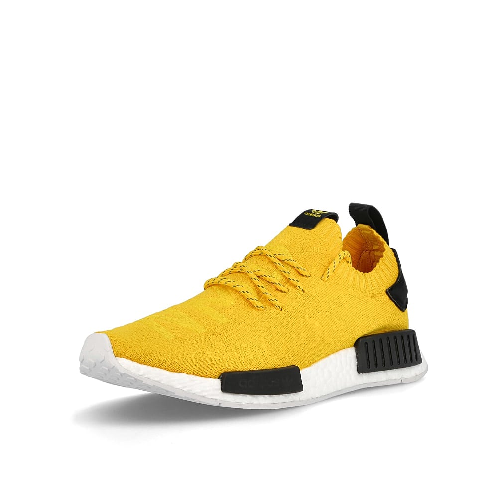 adidas nmd r1 primeknit Equipment Yellow-Equipment Yellow-Core Black Sneakers Close Up | Overkill