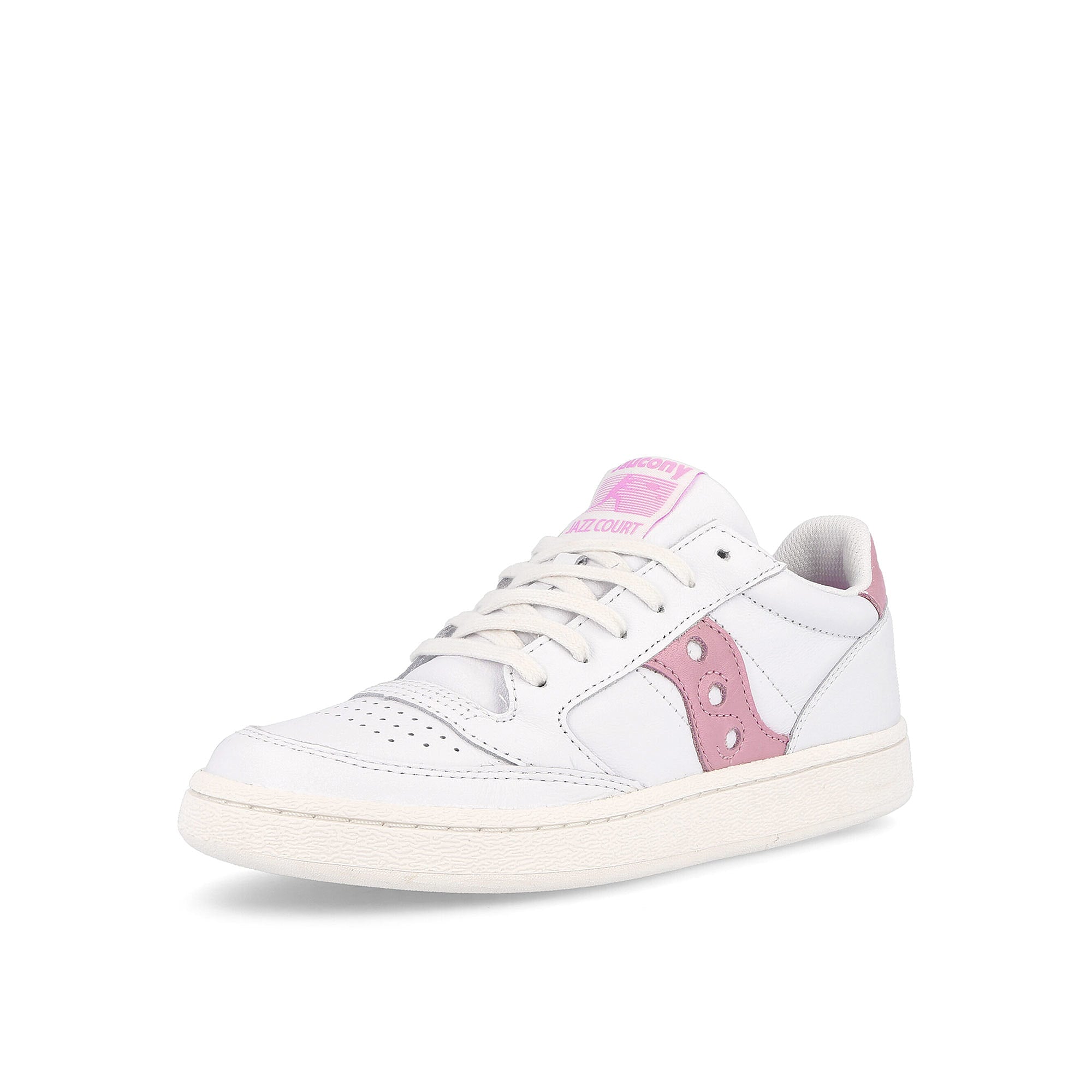Saucony wmns jazz court White-Pink Low Top Sneakers Close Up | Overkill