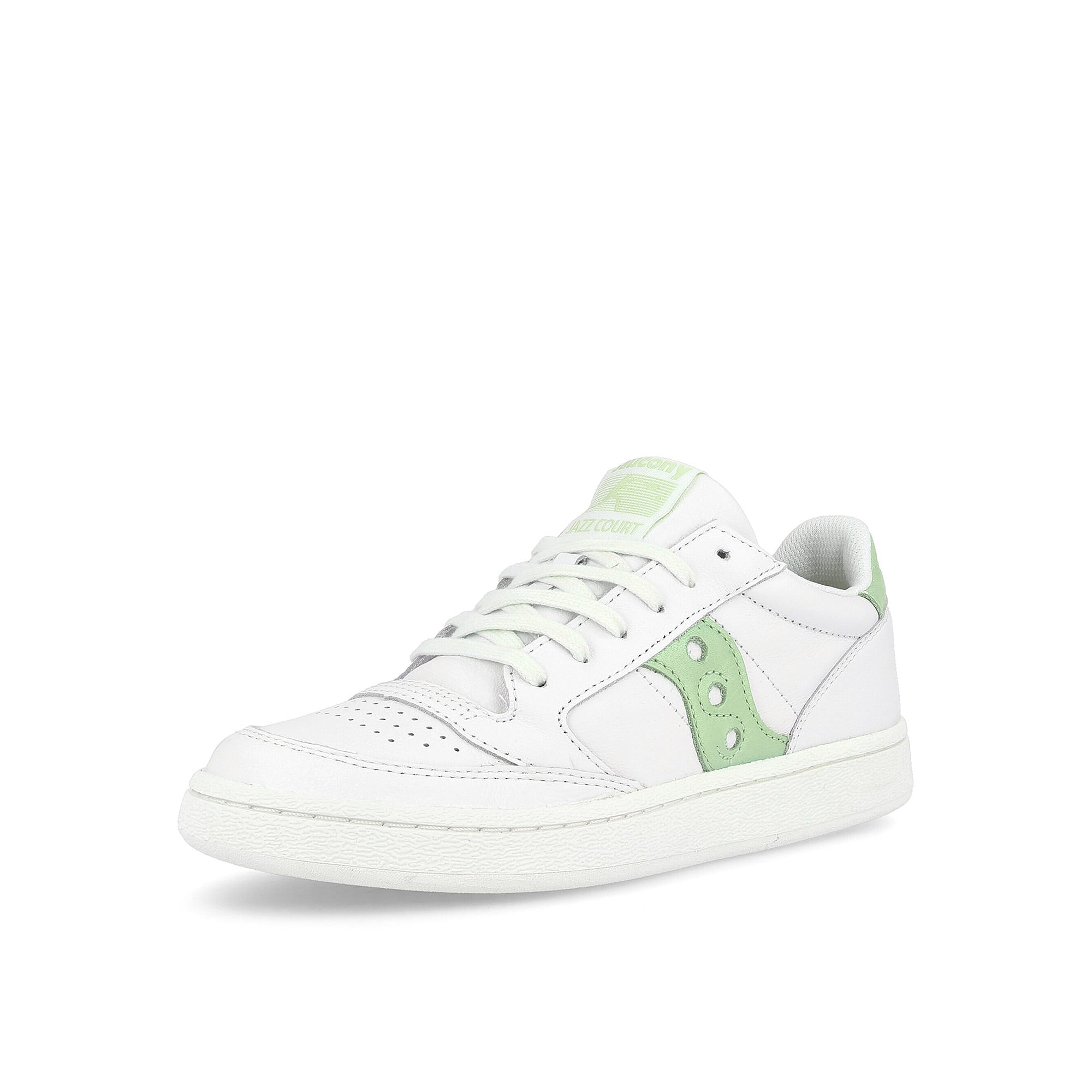 Saucony wmns jazz court White-Green Low Top Sneakers Close Up | Overkill