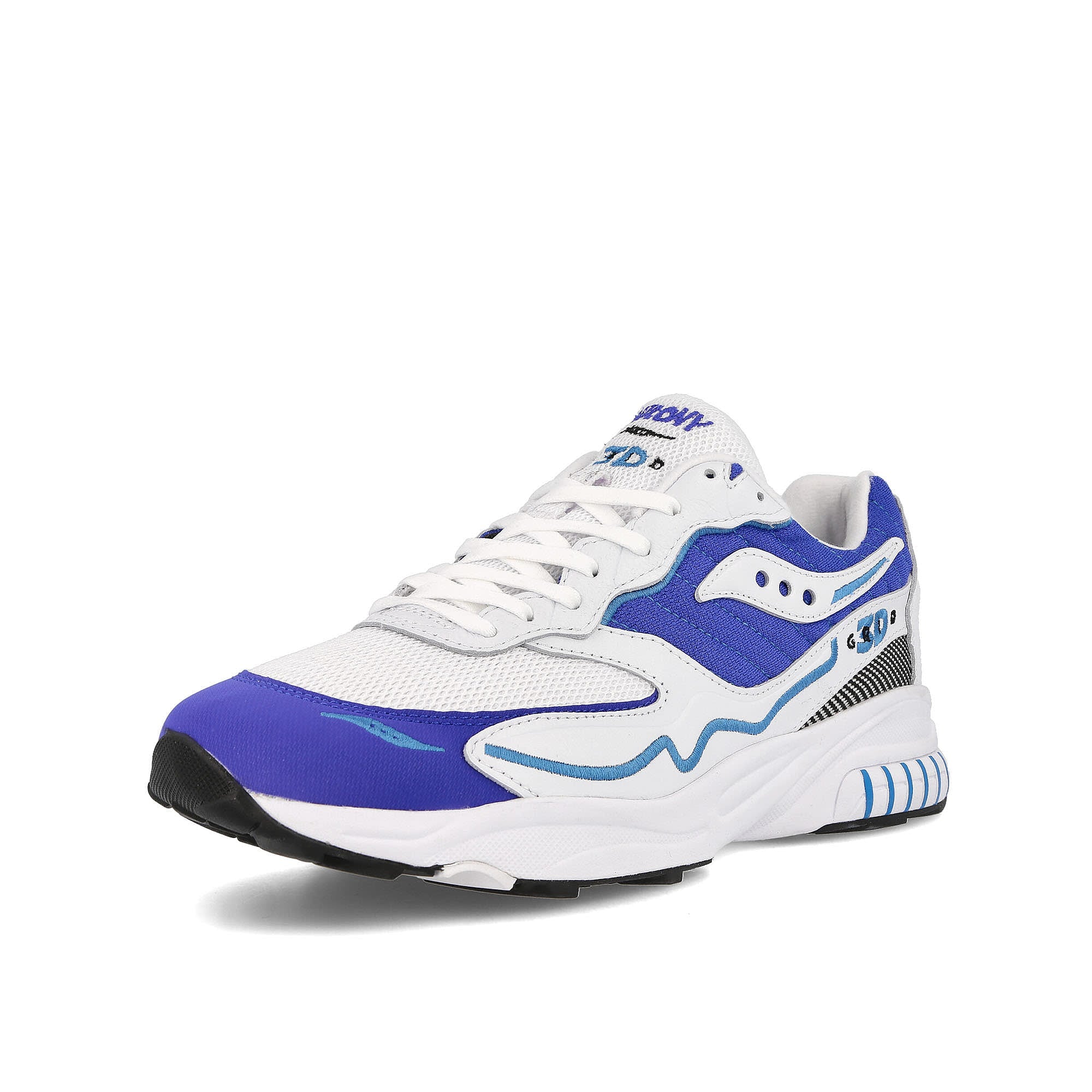 Saucony 3d grid hurricane White-Royal Low Top Sneakers Close Up | Overkill