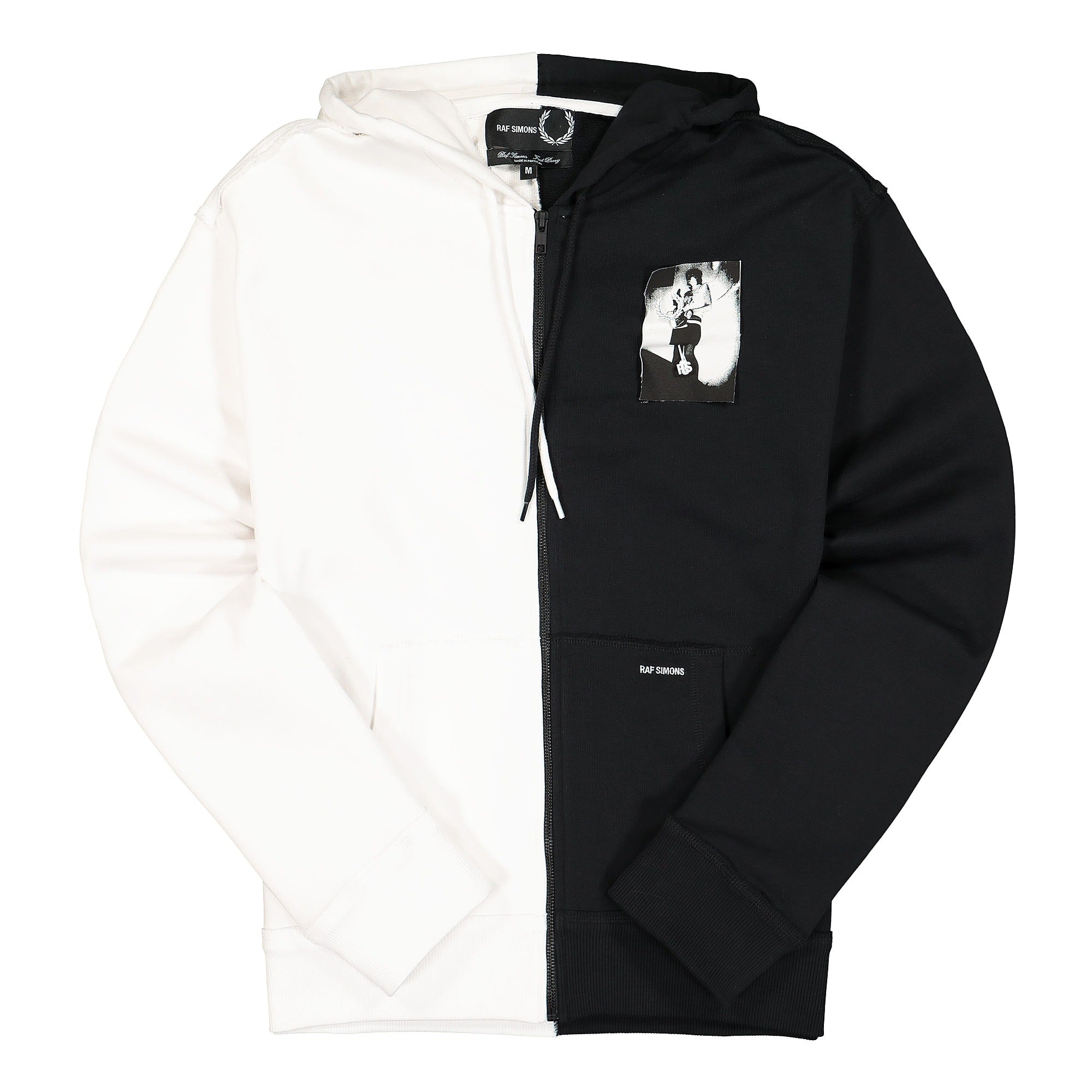 Fred Perry Raf Simons x Fred Perry Patched Zip Through Split Hoody Black Hoodies SJ1863 | Overkill