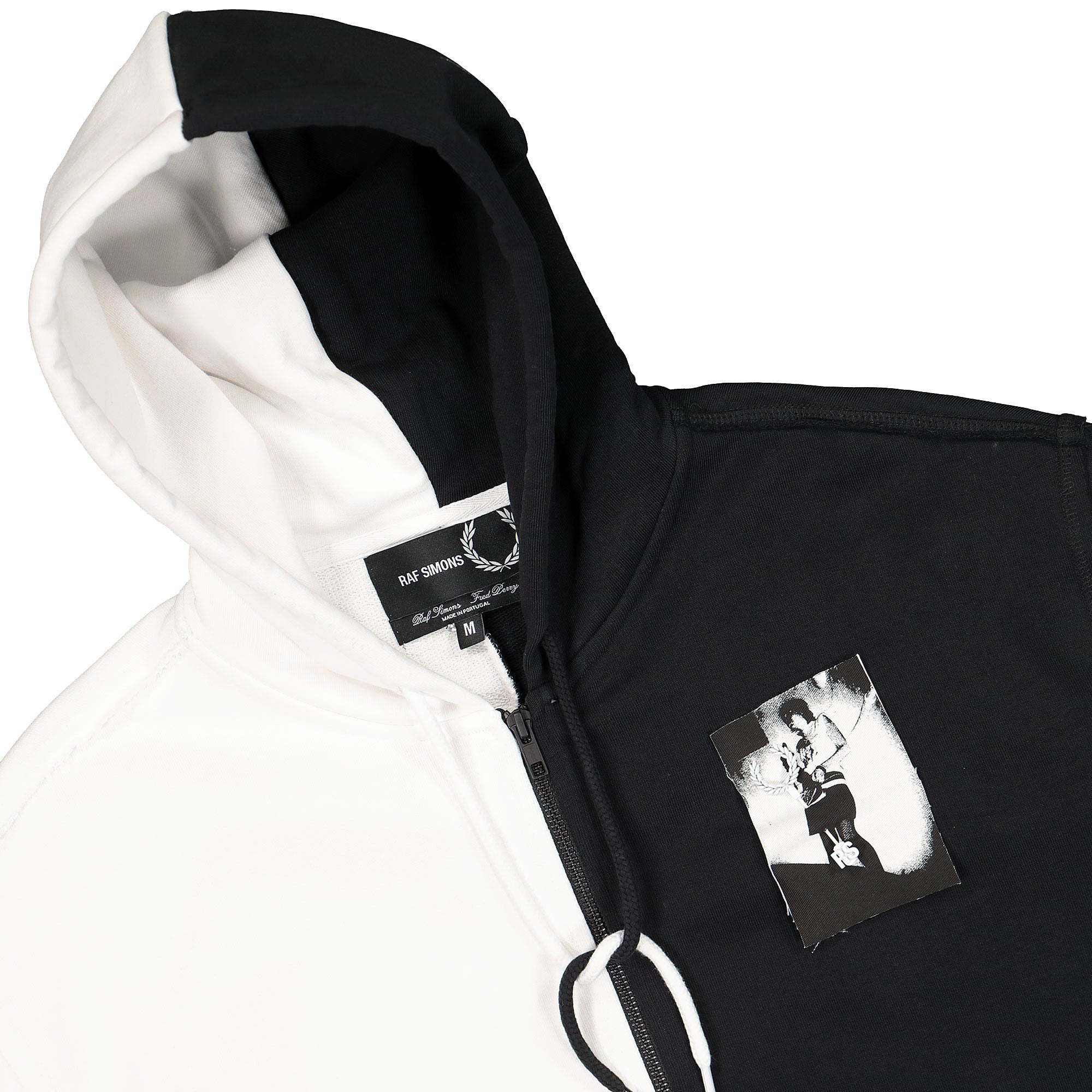 Fred Perry Raf Simons x Fred Perry Patched Zip Through Split Hoody Black Hoodies Close-up | Overkill
