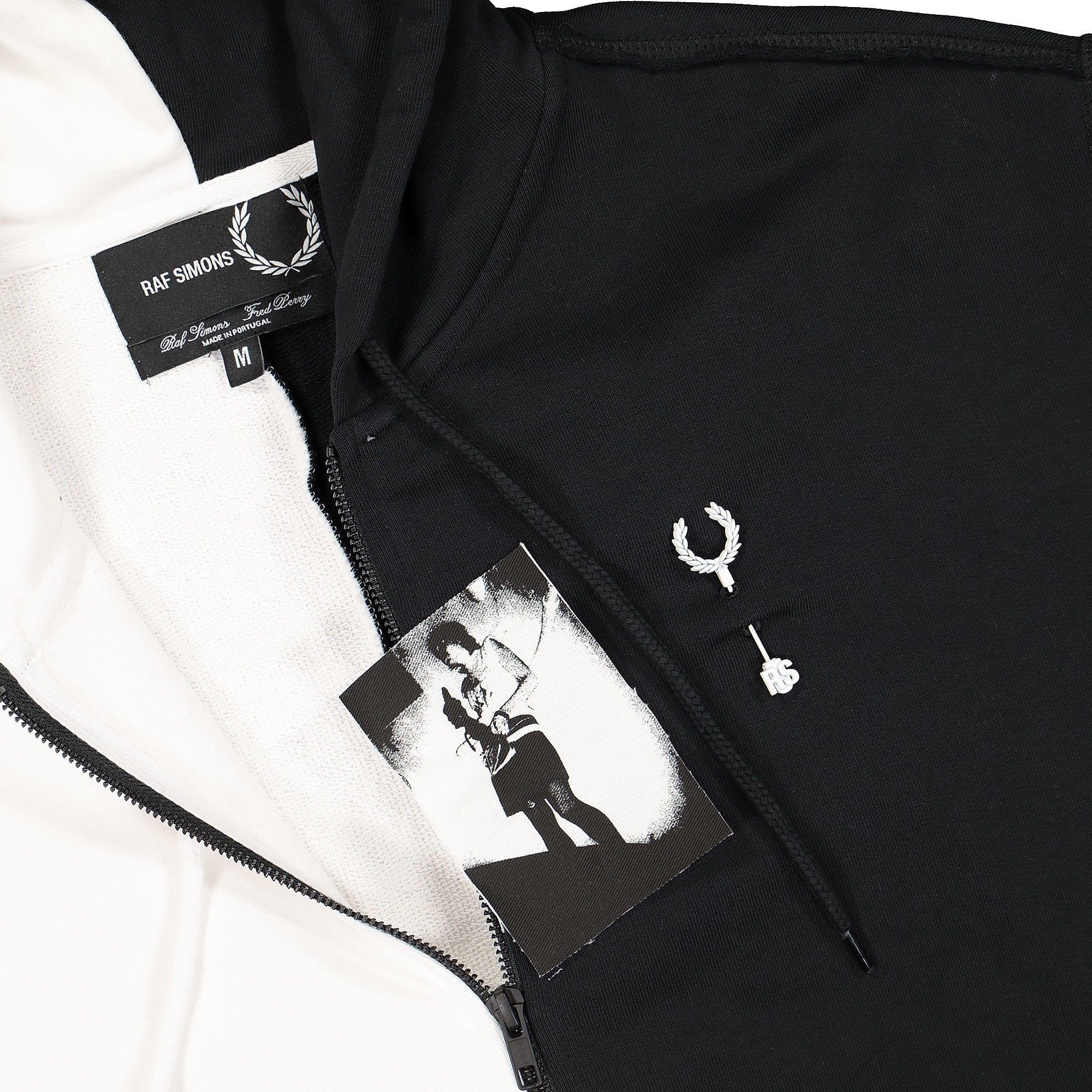 Fred Perry Raf Simons x Fred Perry Patched Zip Through Split Hoody Black Hoodies Detail view 1 | Overkill