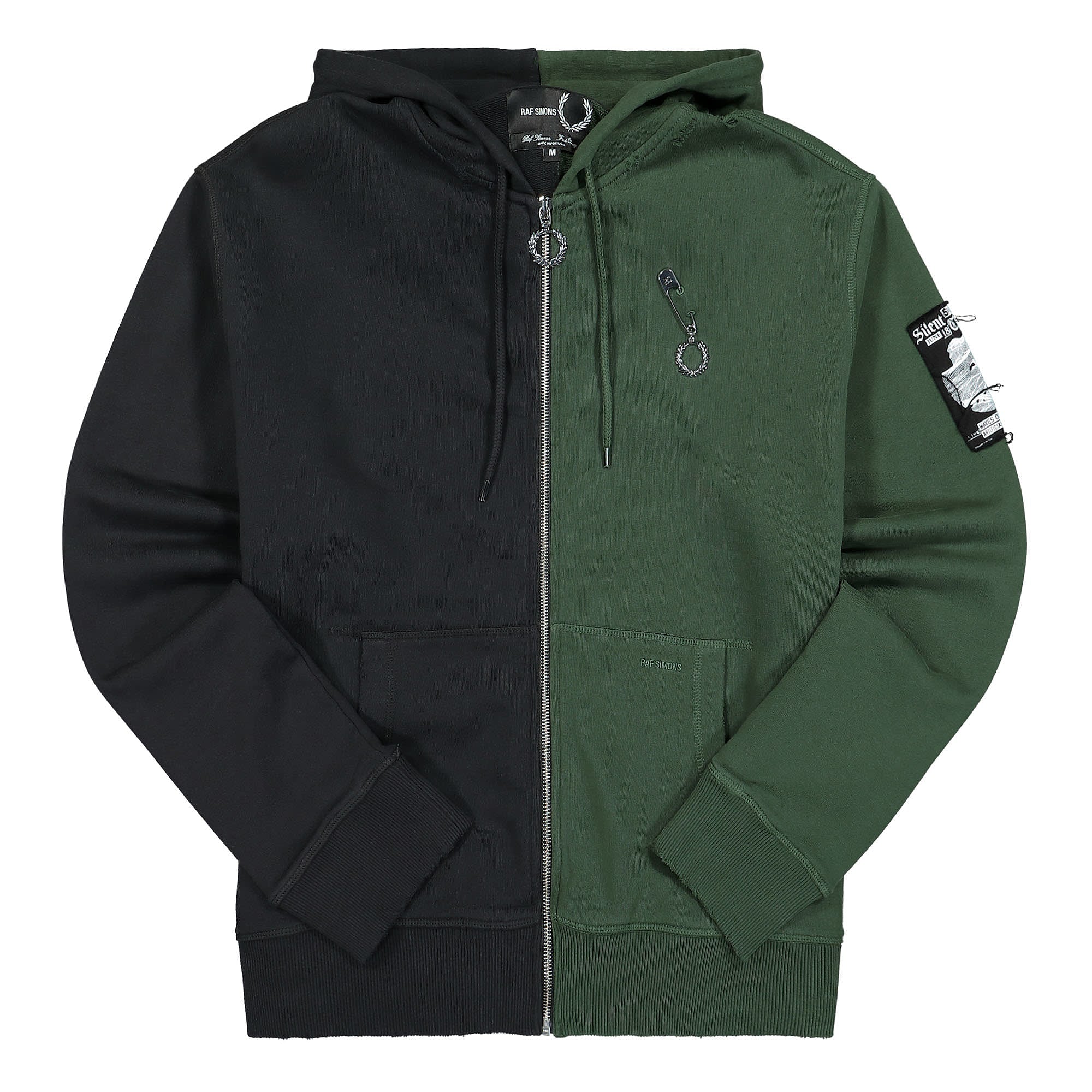 Fred Perry Raf Simons x Fred Perry Destroyed Zip Though Zip Hoodie Fir Green Hoodies SJ1954 | Overkill
