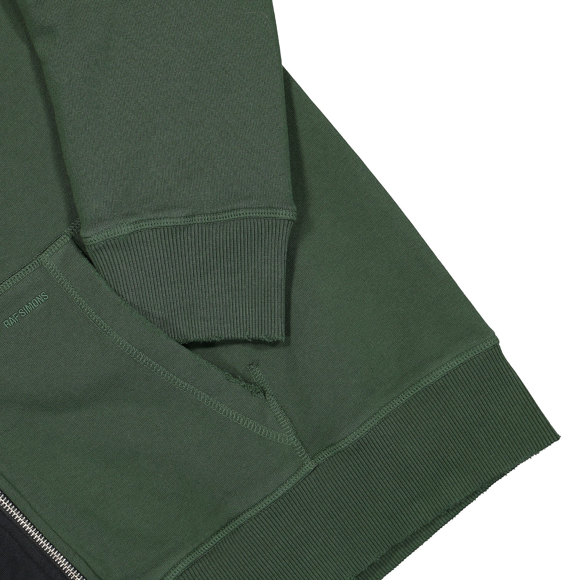 Fred Perry Raf Simons x Fred Perry Destroyed Zip Though Zip Hoodie Fir Green Hoodies Detailfoto | Overkill