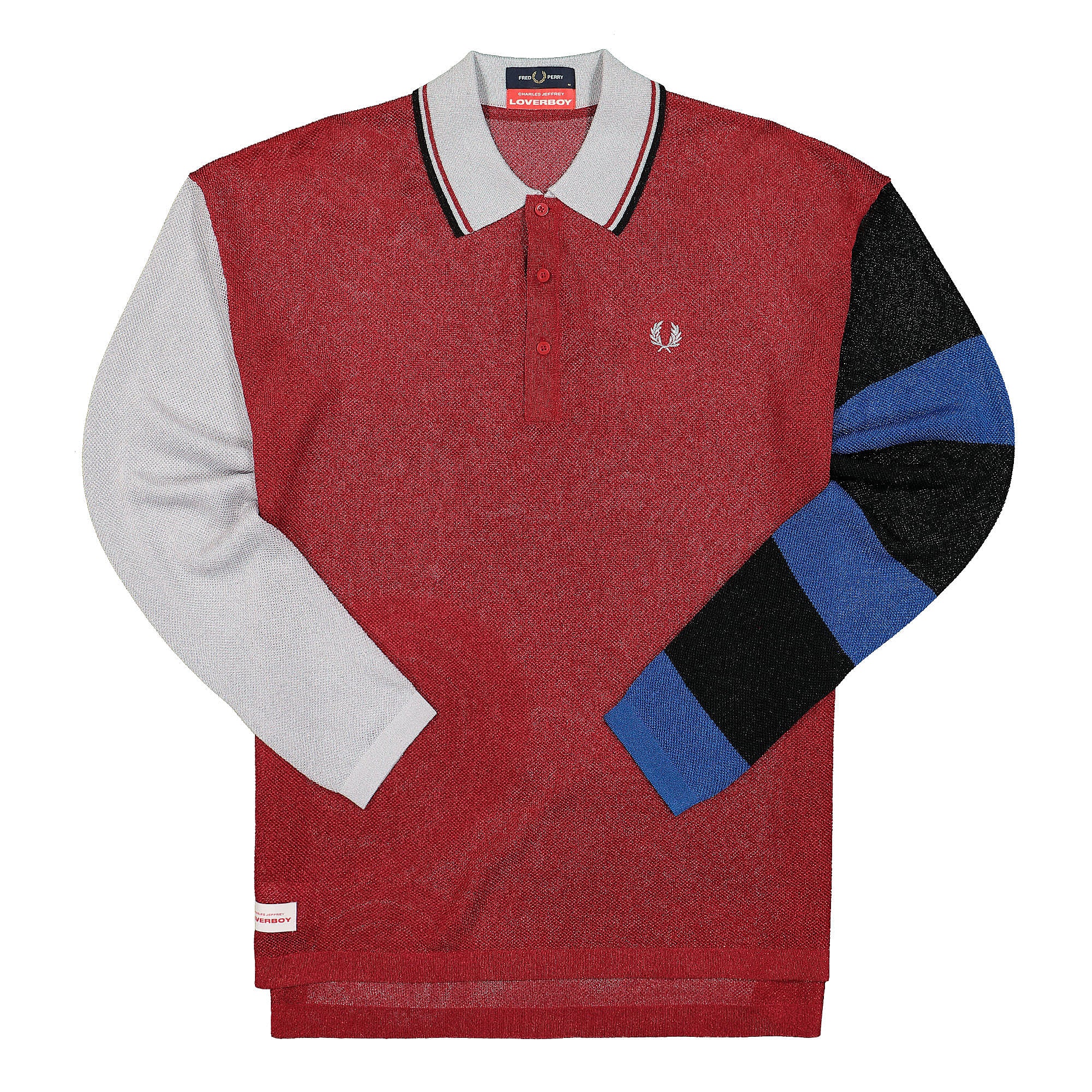 Fred Perry Charles Jeffrey LOVERBOY x Fred Perry Glitter Knitted Rugby Shirt Fiery Red Longsleeves SK2041 | Overkill