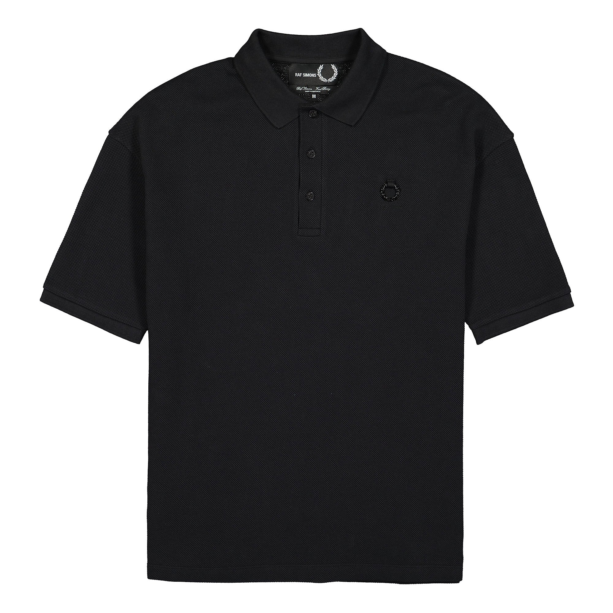 Fred Perry Raf Simons x Fred Perry Oversized Printed Polo Shirt Black Polo Shirts SM1853 | Overkill