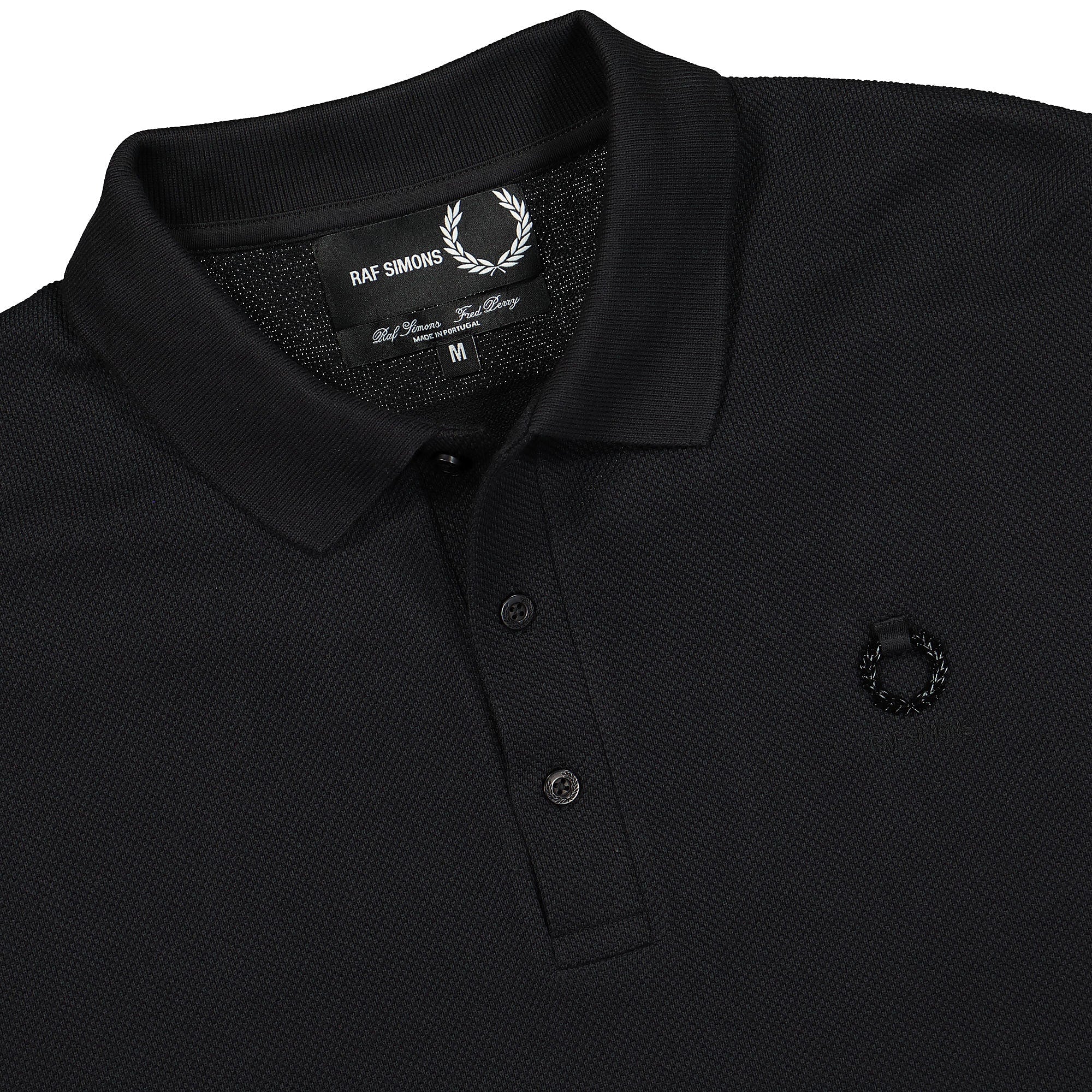 Fred Perry Raf Simons x Fred Perry Oversized Printed Polo Shirt Black Polo Shirts Close-up | Overkill