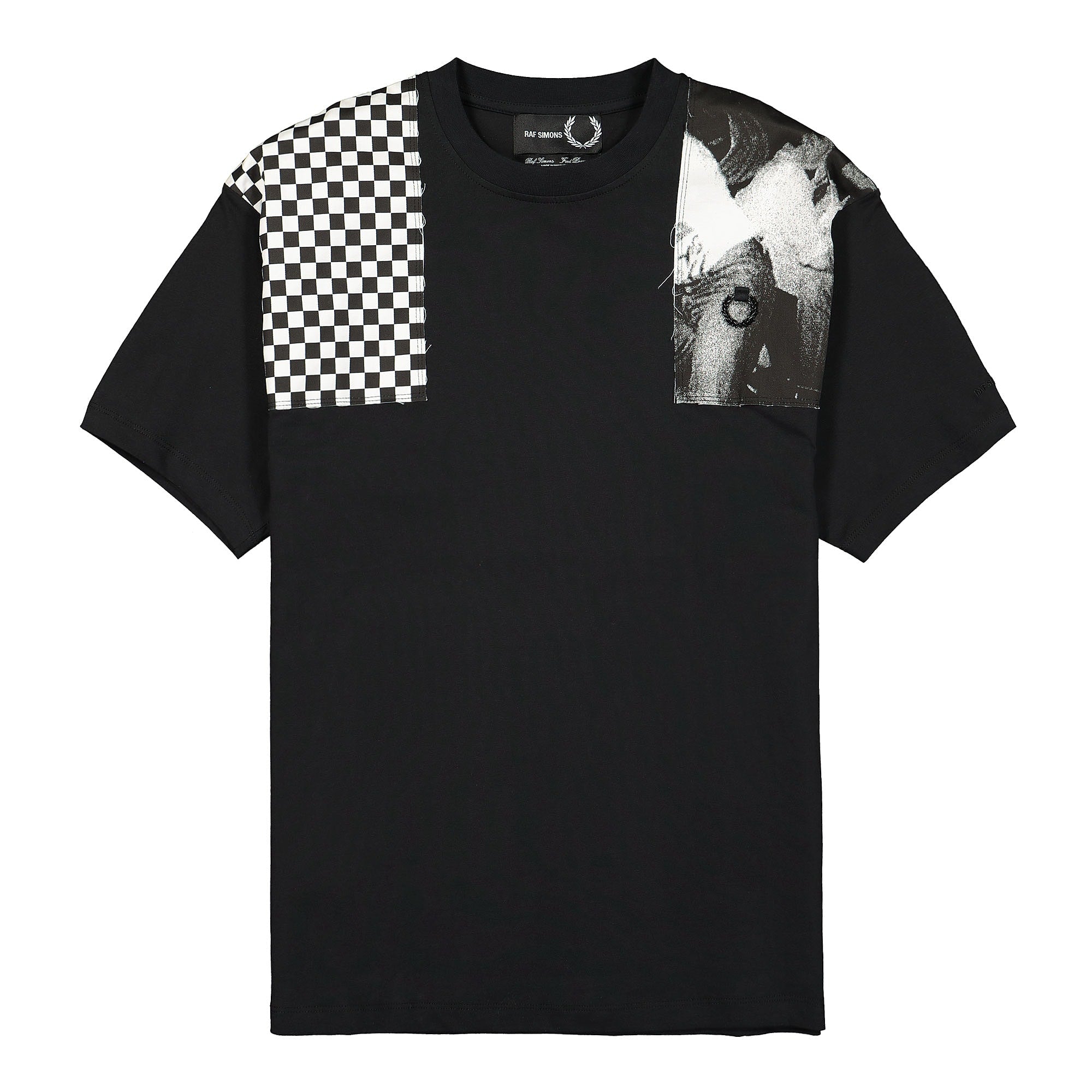 Fred Perry Raf Simons x Fred Perry Oversized Printed Patch T-Shirt Black T-Shirts SM1859 | Overkill