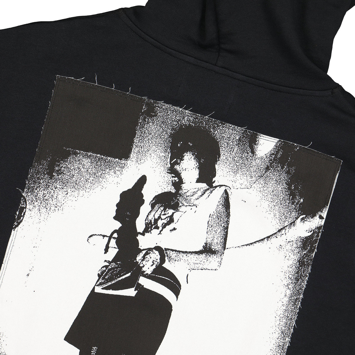 Fred Perry Raf Simons x Fred Perry Pin Detail Printed Patch Hoody Black Hoodies Detail view 1 | Overkill