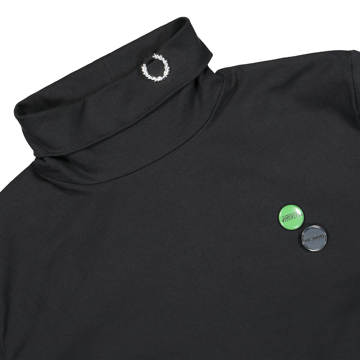 Fred Perry Raf Simons x Fred Perry Laurel Detail Roll Neck Top Black Tops Close-up | Overkill