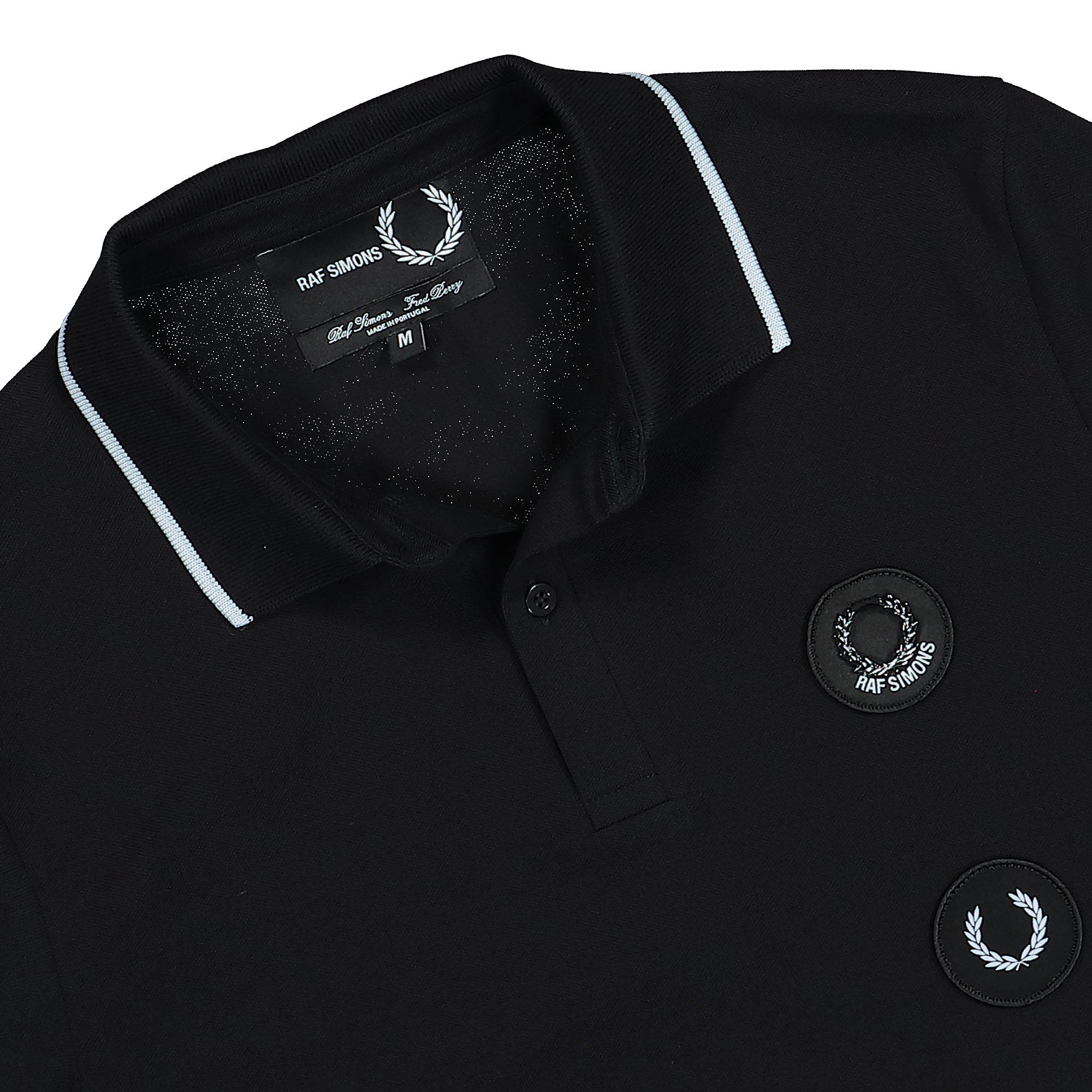 Raf Simons x Fred Perry Patched Polo Shirt Black Polo Shirts Close-up | Overkill